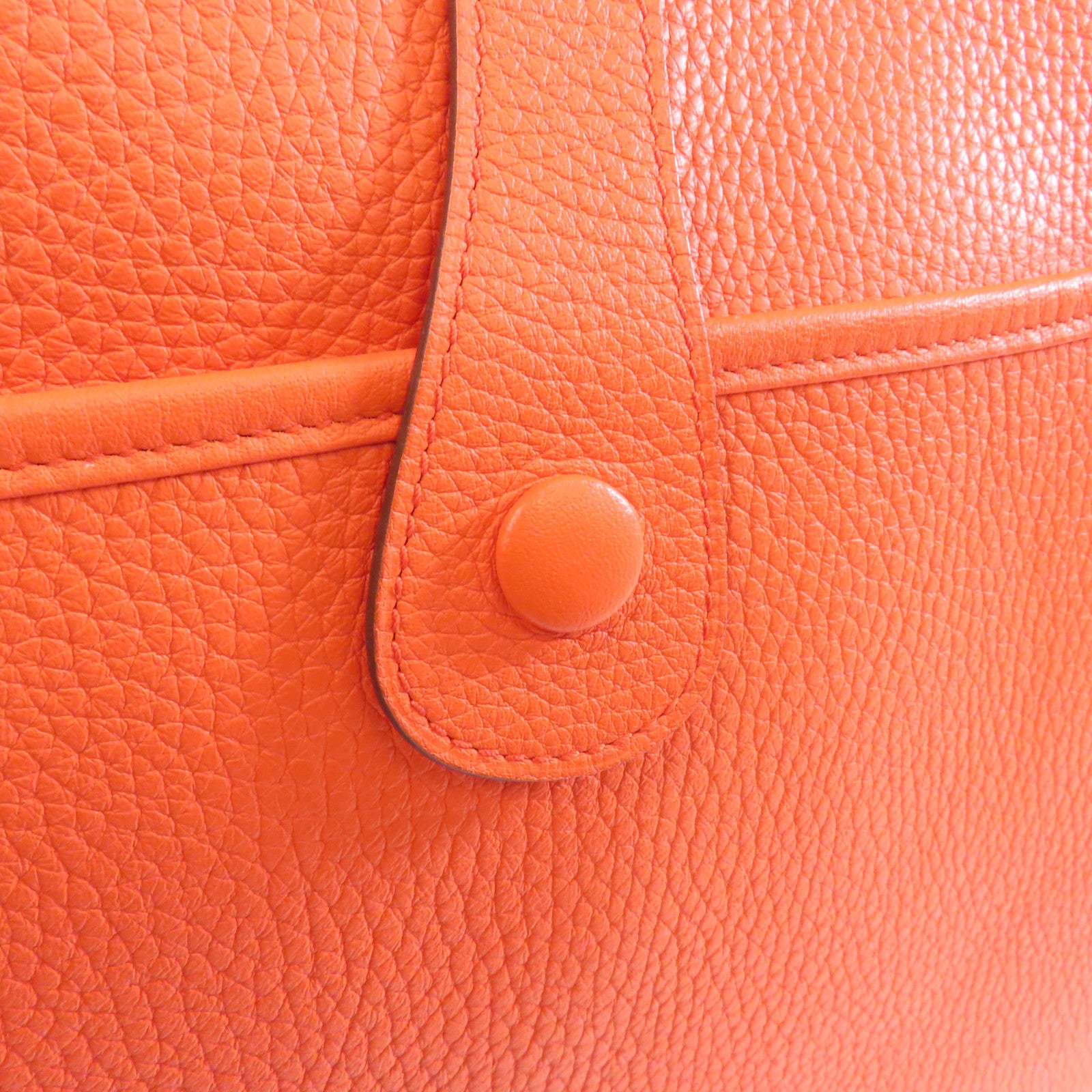 HERMES Clemence皮革Evelyne GM銀扣肩背袋Orange橙色