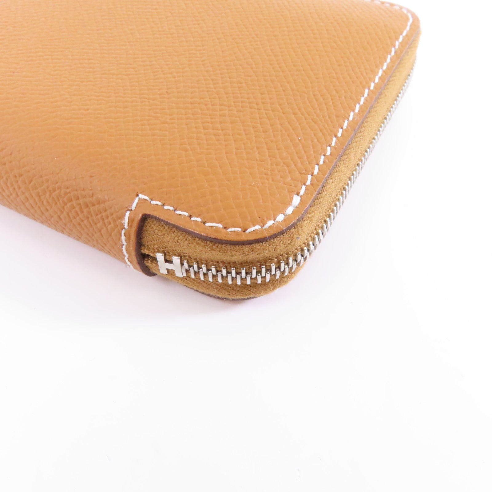 HERMES Epsom皮革Silk In Compact Wallet銀扣錢包啡色