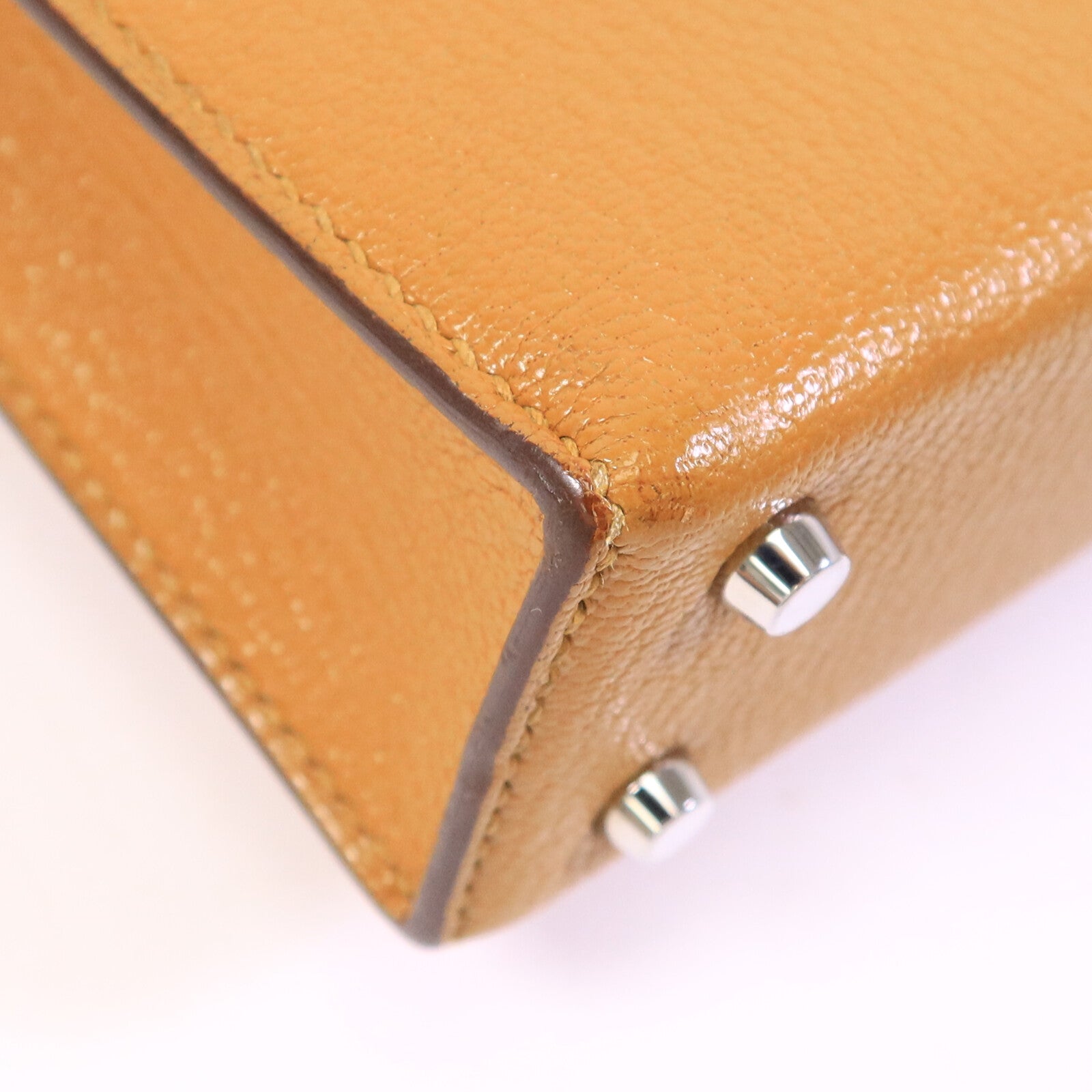 HERMES Chevre皮革Verrou Mini肩背袋Caramel