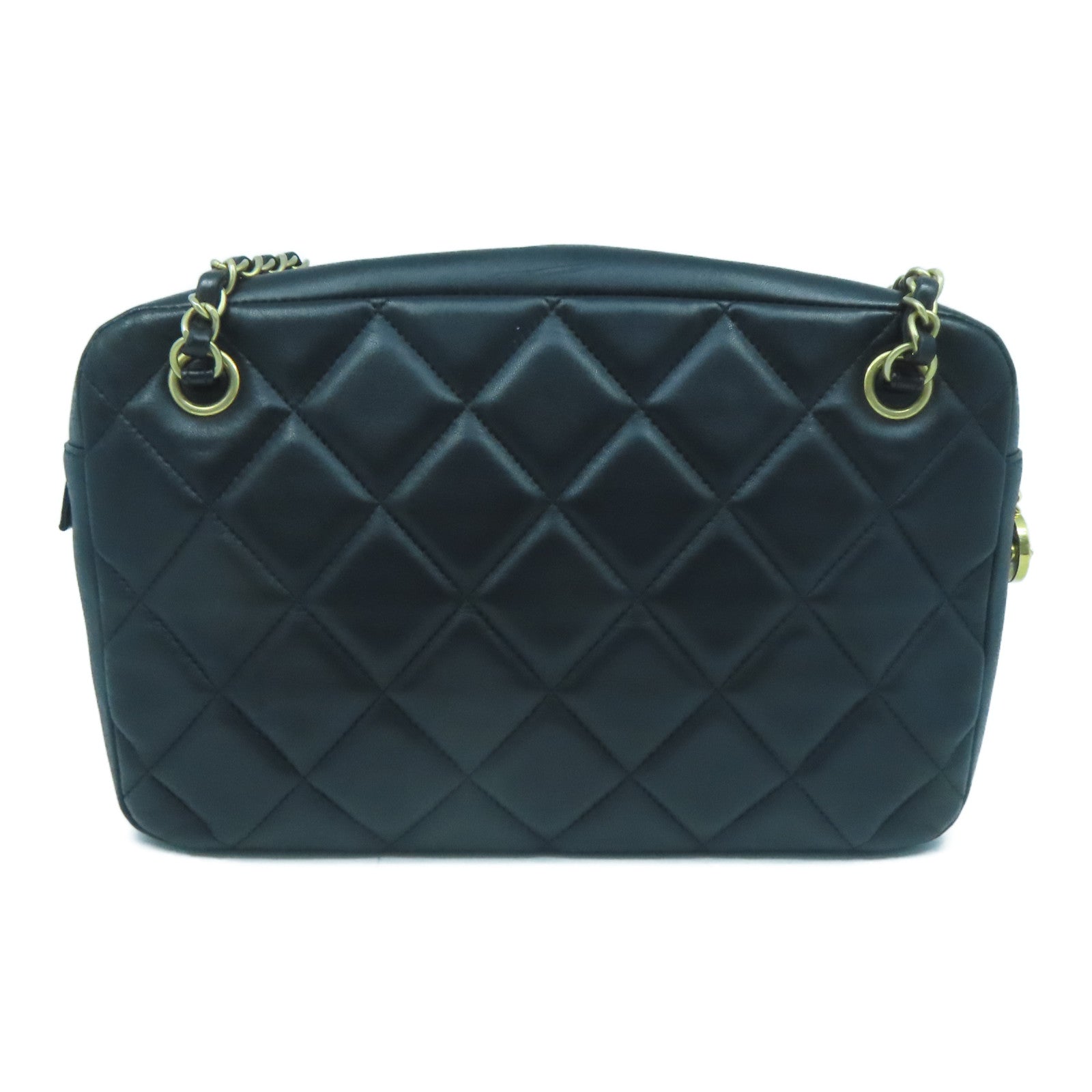 CHANEL 【激減優惠】菱格羊皮皮革Chain Shoulder金扣鏈帶肩背袋黑色