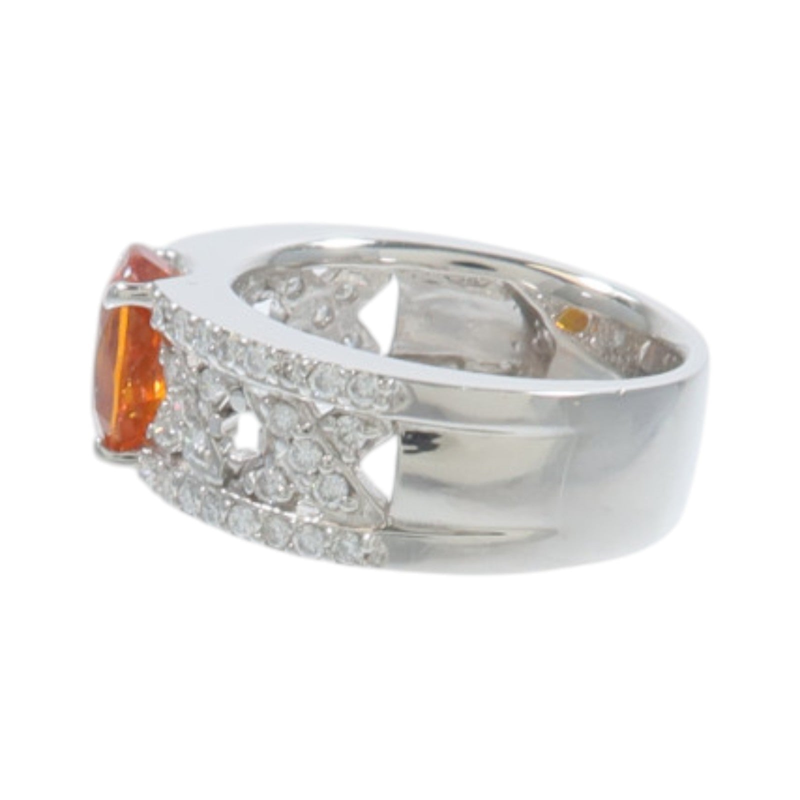 JEWELRY PT900鉑金Orange Sapphire Diamond Ring橙色藍寶石/鑽石戒指