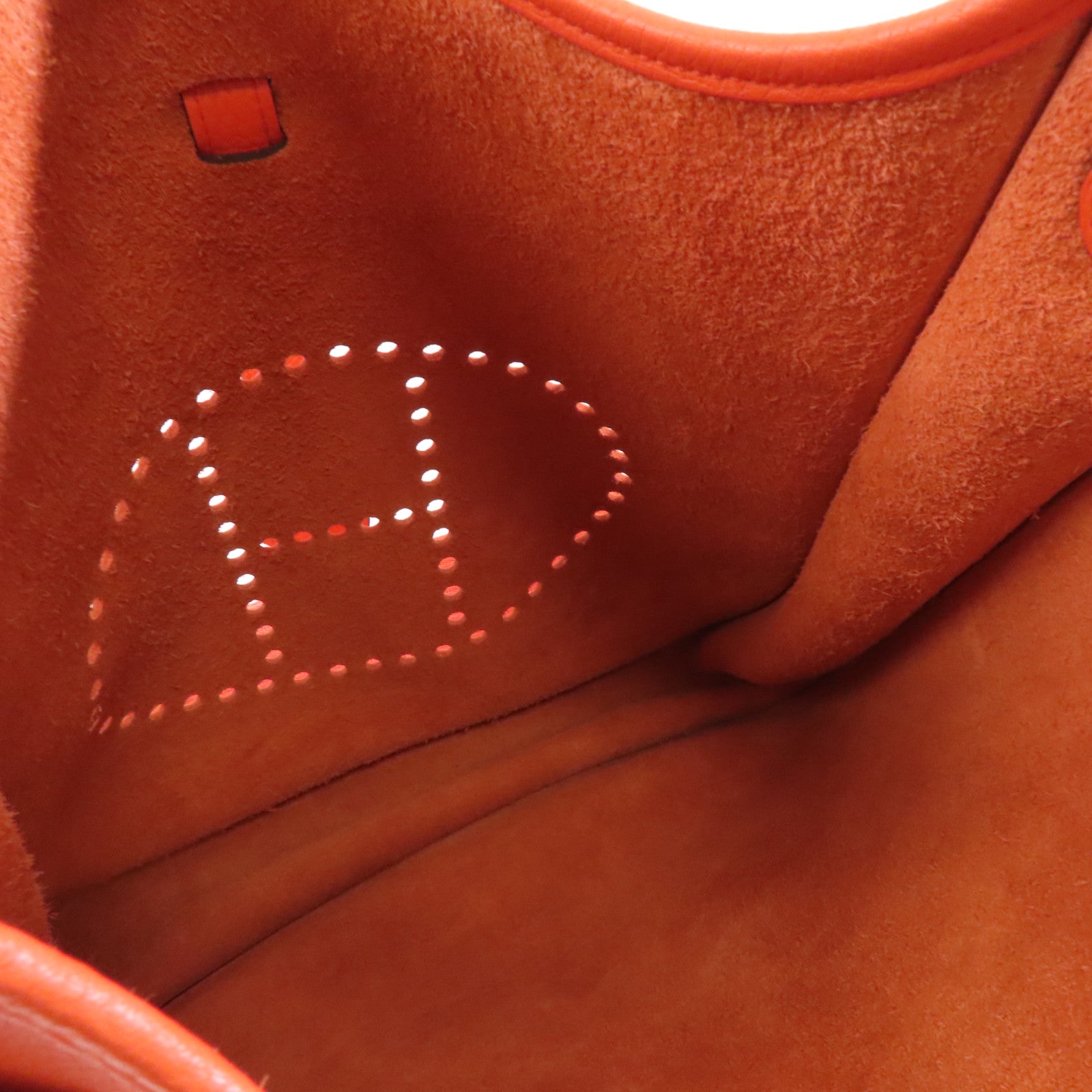 HERMES Clemence皮革Evelyne GM銀扣肩背袋Orange橙色