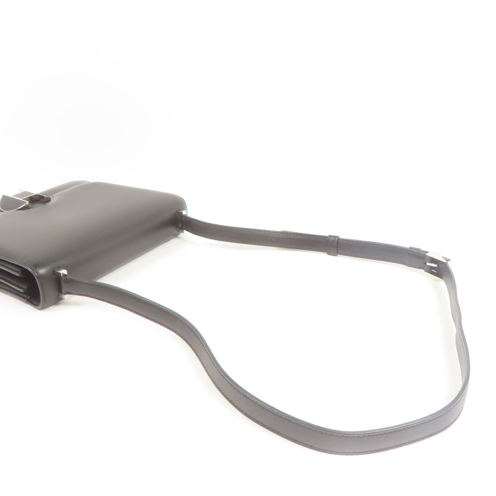 HERMES Evercolor皮革2002銀扣肩背袋Black