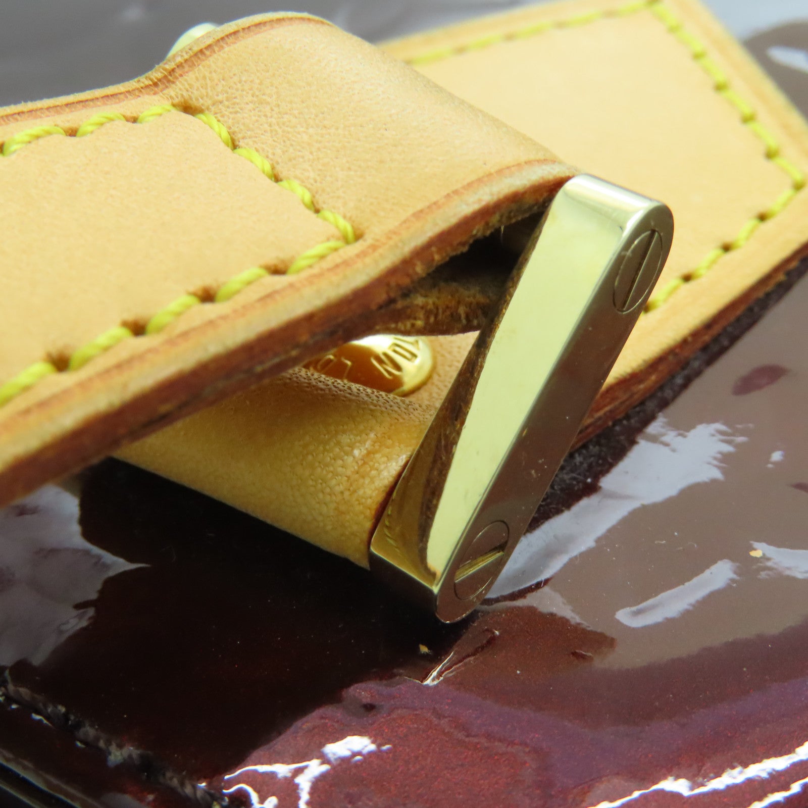 LOUIS VUITTON Monogram Vernis Houston gold buckle handle bag purple