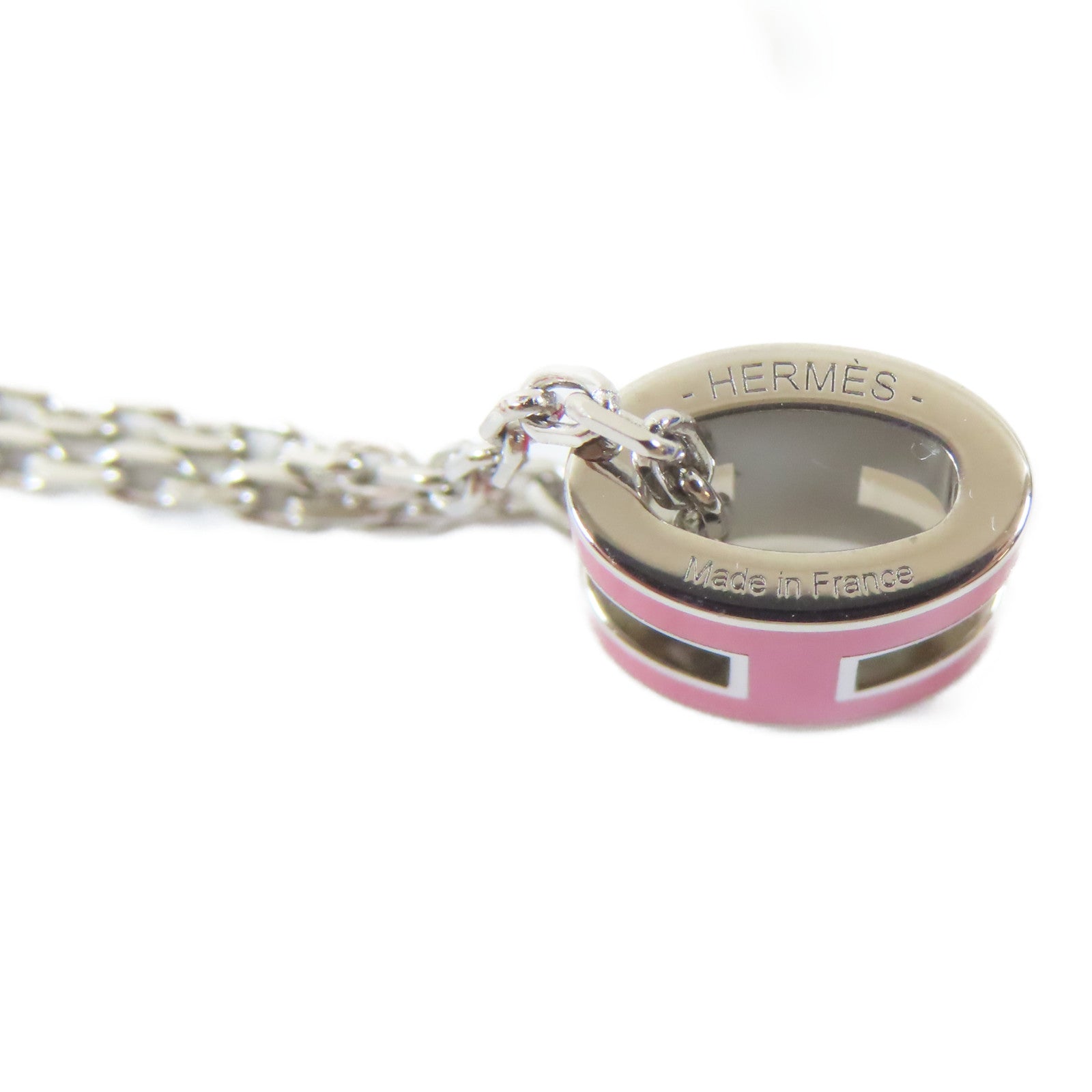 HERMES 【激減優惠】金屬Pop H Necklace項鍊紅色/銀色#40cm