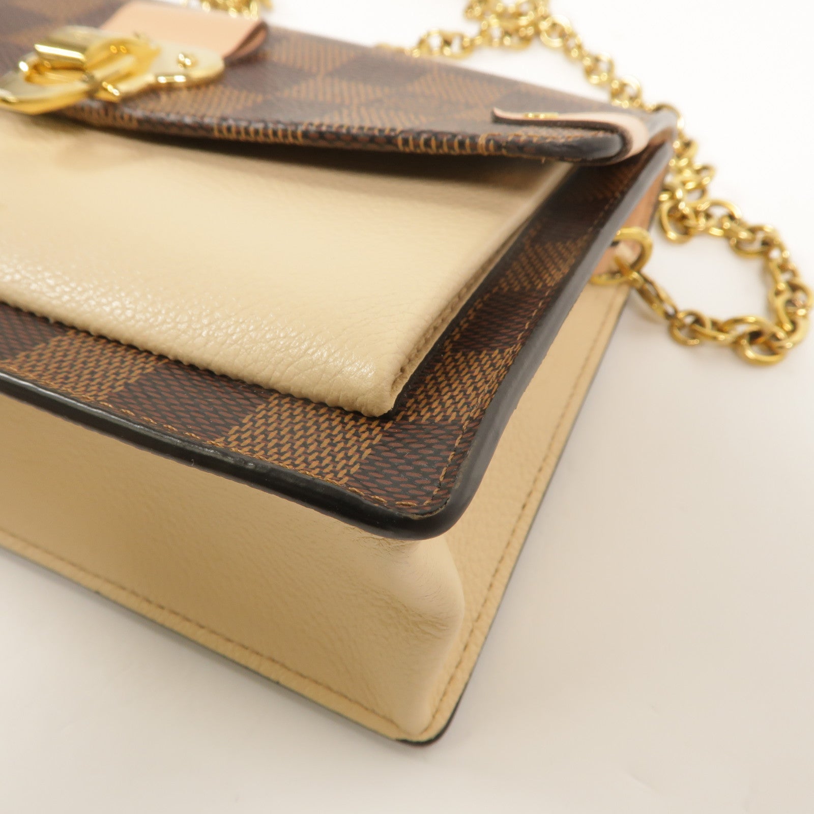 LOUIS VUITTON Damier Vavin Chain Wallet金扣鏈帶肩背袋