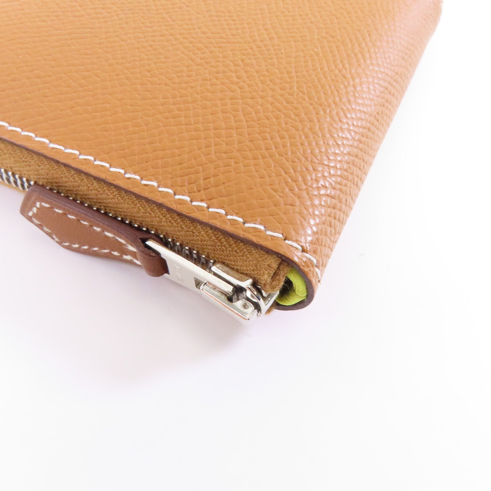 HERMES Epsom皮革Silk In Compact Wallet銀扣錢包啡色