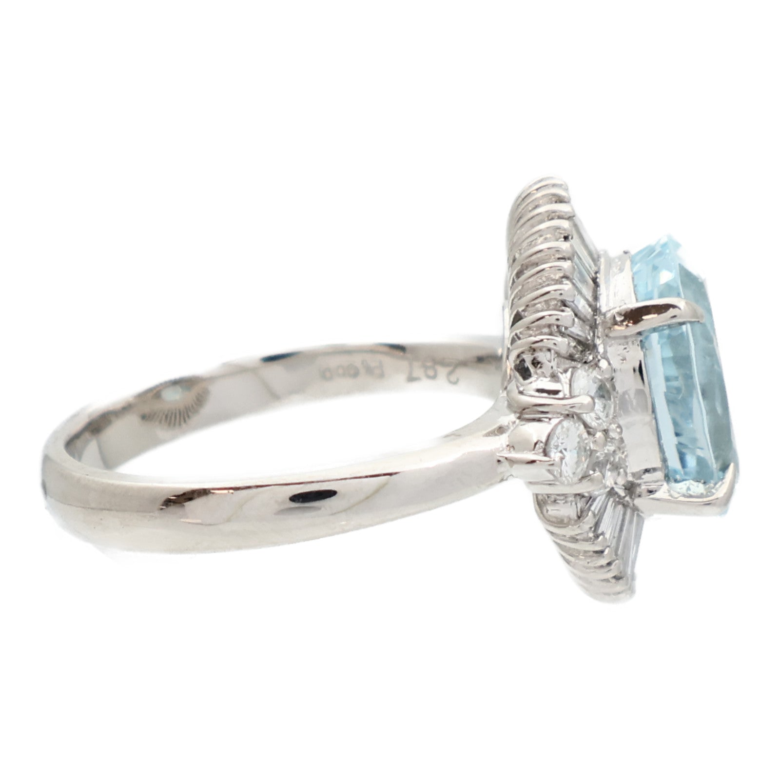 JEWELRY PT900鉑金Aquamarine Ring海藍寶石/鑽石戒指