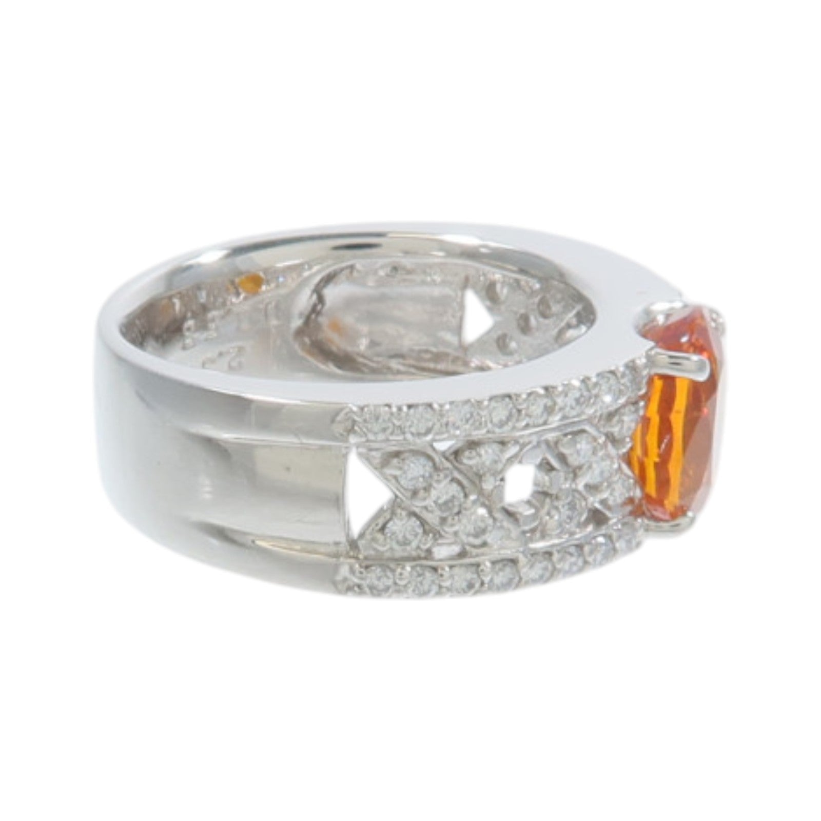 JEWELRY PT900鉑金Orange Sapphire Diamond Ring橙色藍寶石/鑽石戒指