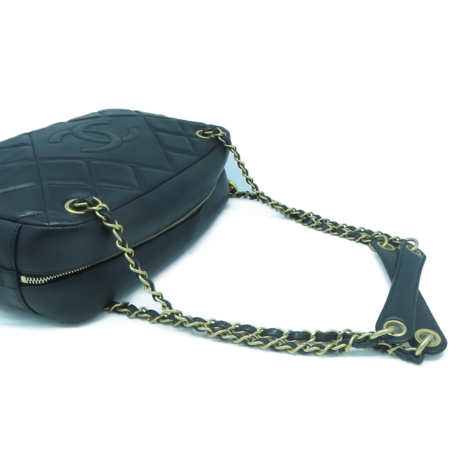 CHANEL 【激減優惠】菱格羊皮皮革Chain Shoulder金扣鏈帶肩背袋黑色
