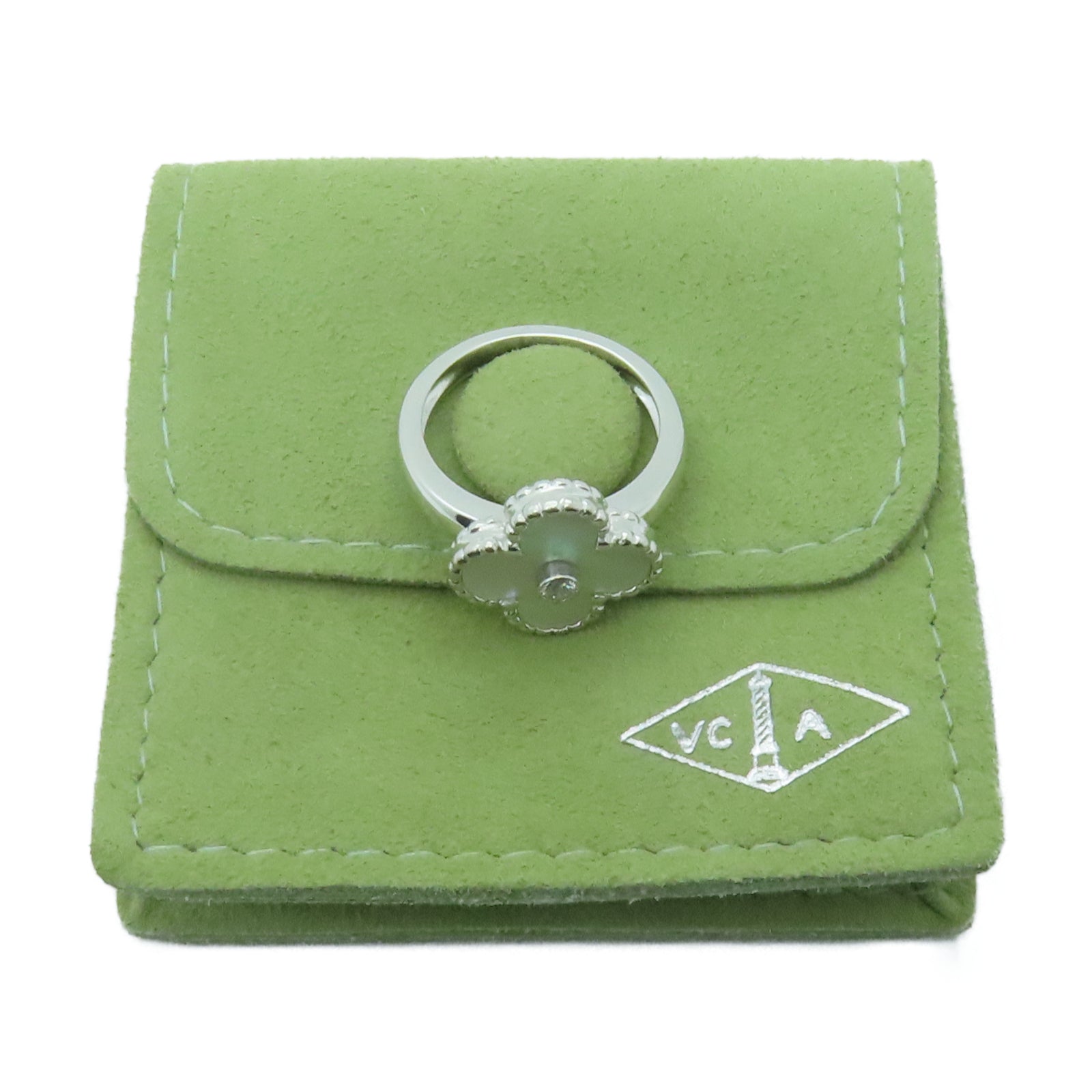 Van Cleef & Arpels 【激減優惠】18K白金/珍珠母Vintage Alhambra Ring鑽石戒指US#6