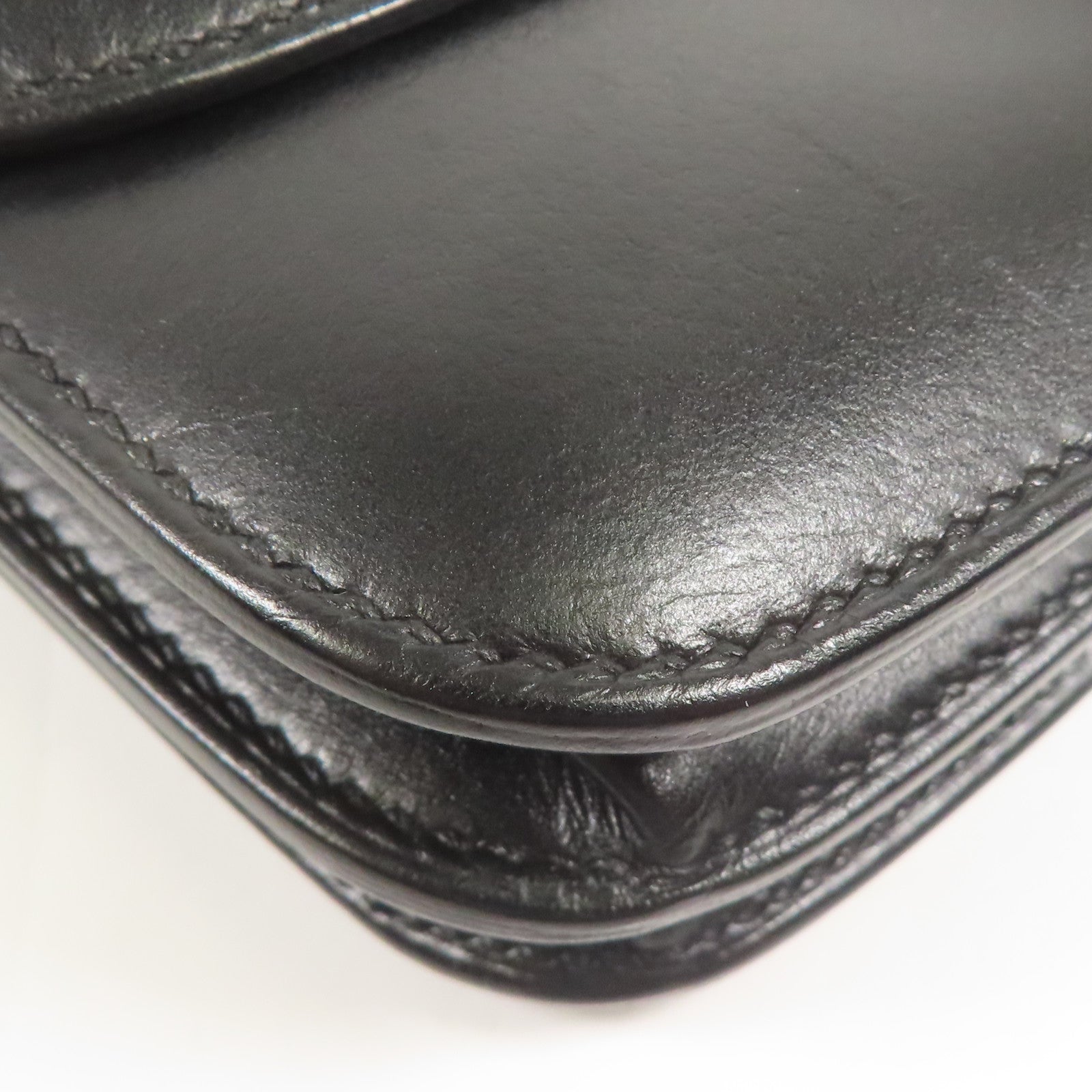 HERMES Evercolor皮革2002銀扣肩背袋Black