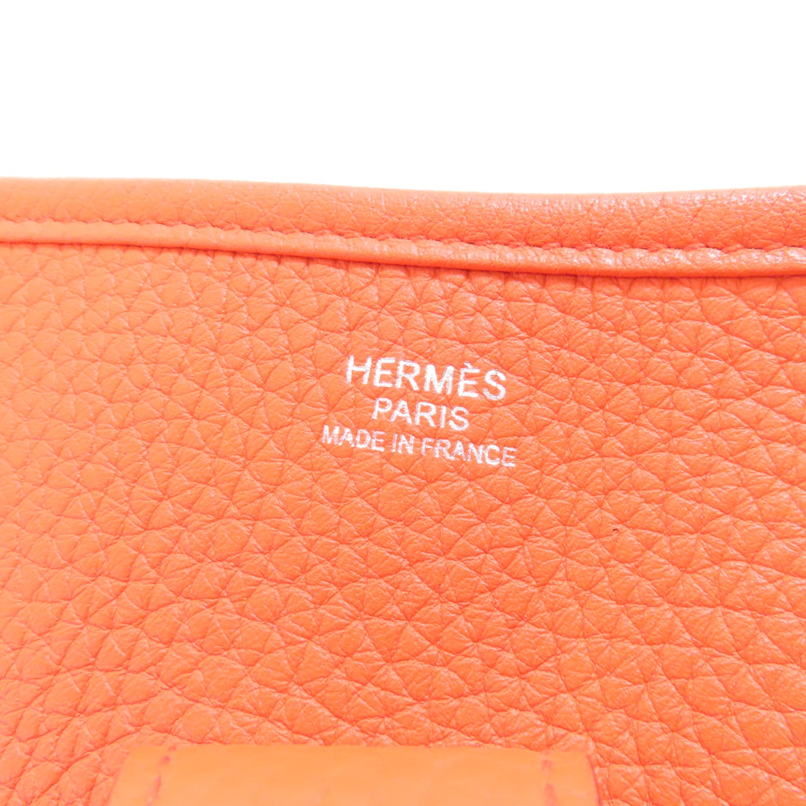 HERMES Clemence皮革Evelyne GM銀扣肩背袋Orange橙色