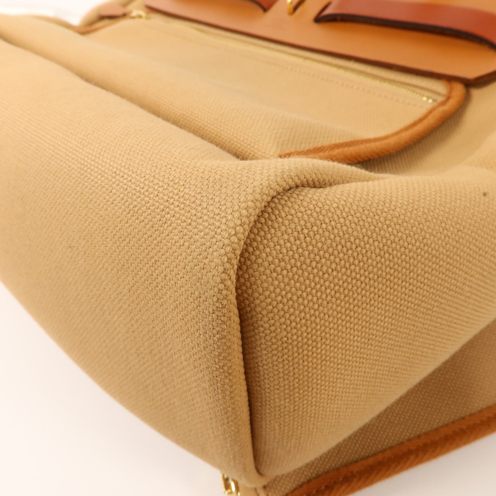 HERMES 帆布Herbag PM手挽肩背兩用袋Chai/Naturel-Sable/Fauve/Cuivre