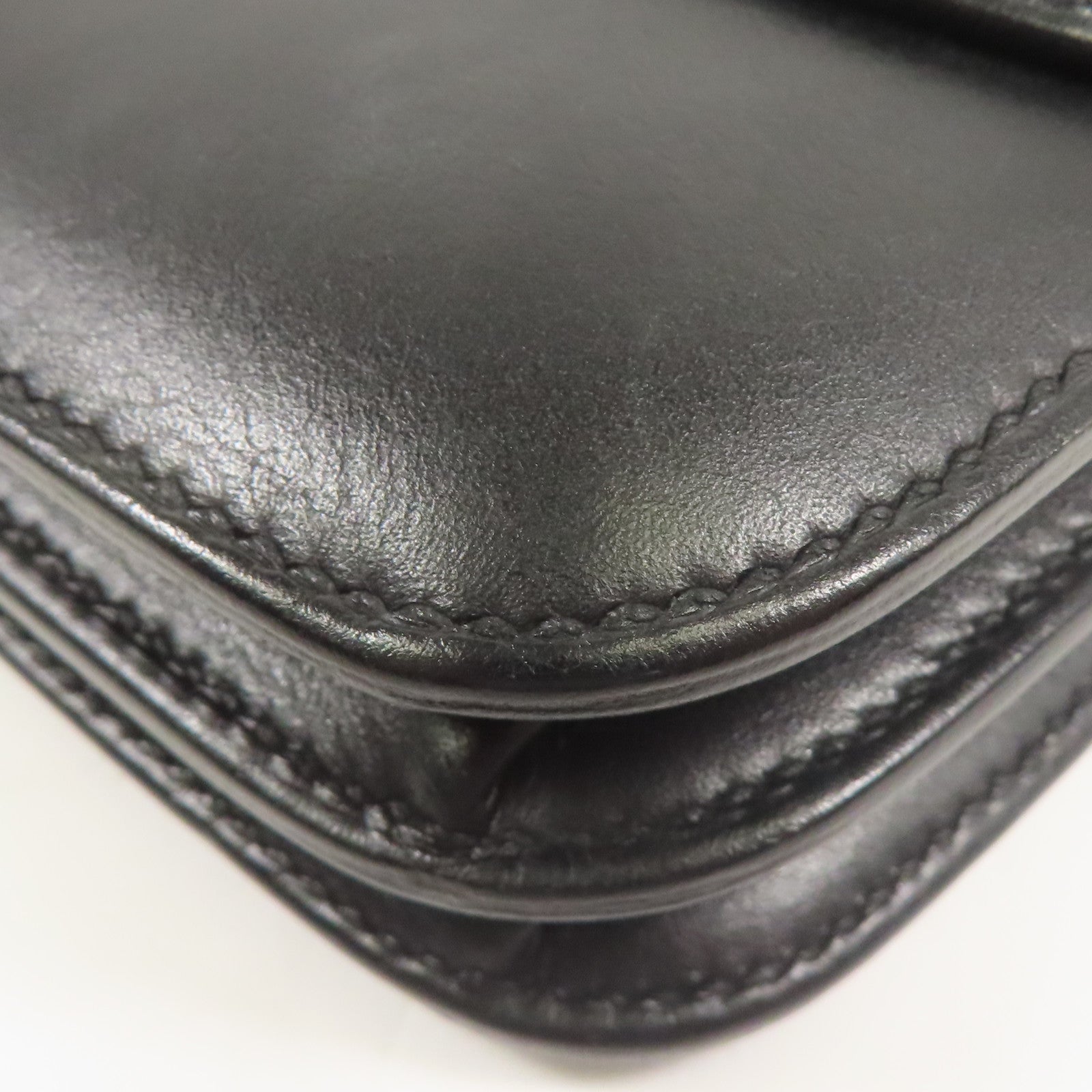 HERMES Evercolor皮革2002銀扣肩背袋Black