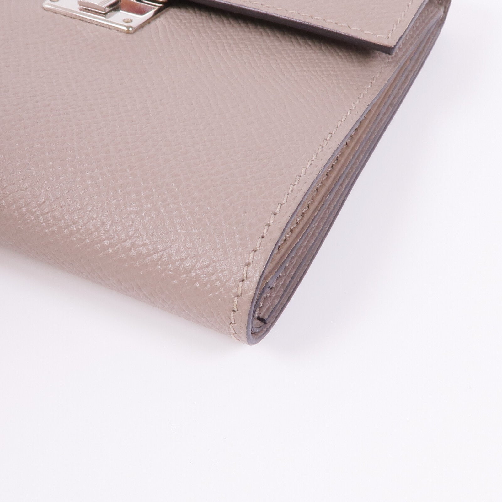 HERMES Epsom皮革Clic Wallet銀扣錢包Etoupe