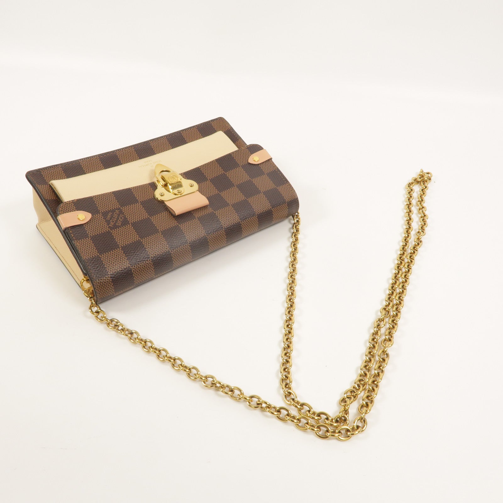LOUIS VUITTON Damier Vavin Chain Wallet金扣鏈帶肩背袋
