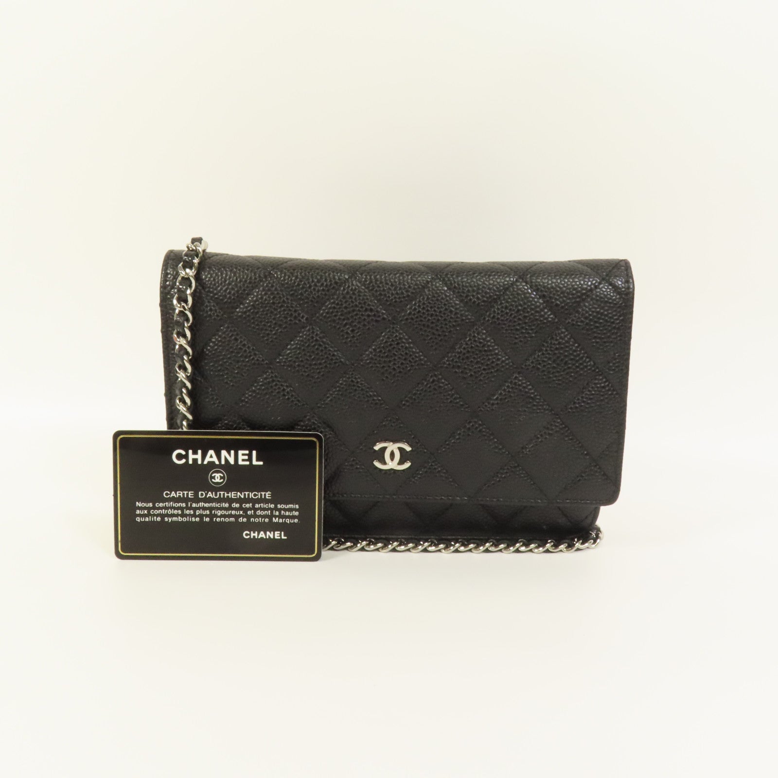 CHANEL 牛皮皮革WOC Wallet On Chain銀扣鏈帶肩背袋