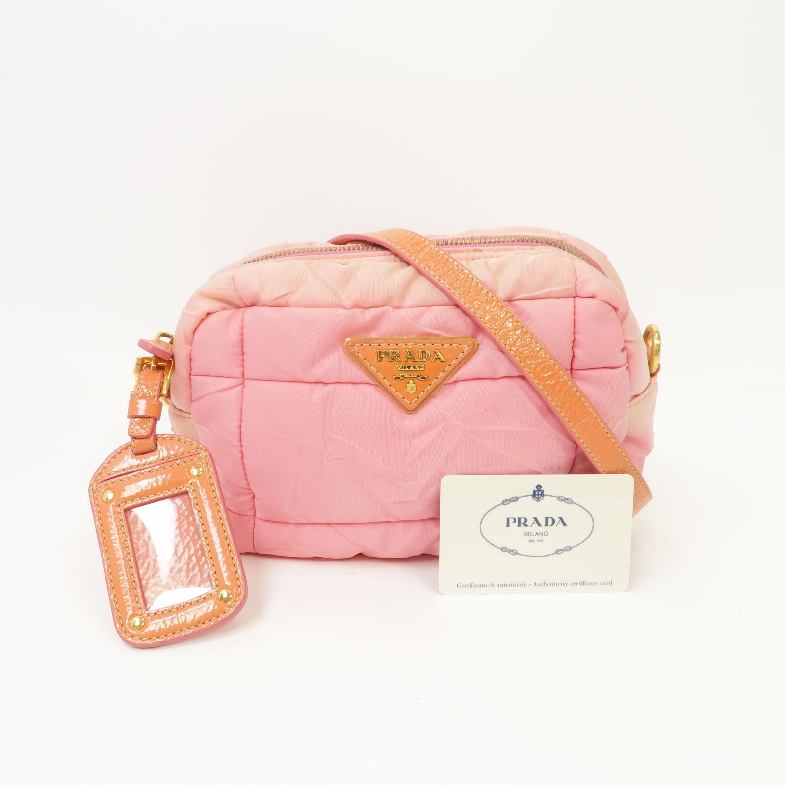 PRADA 尼龍Shoulder Bag金扣肩背袋粉紅色