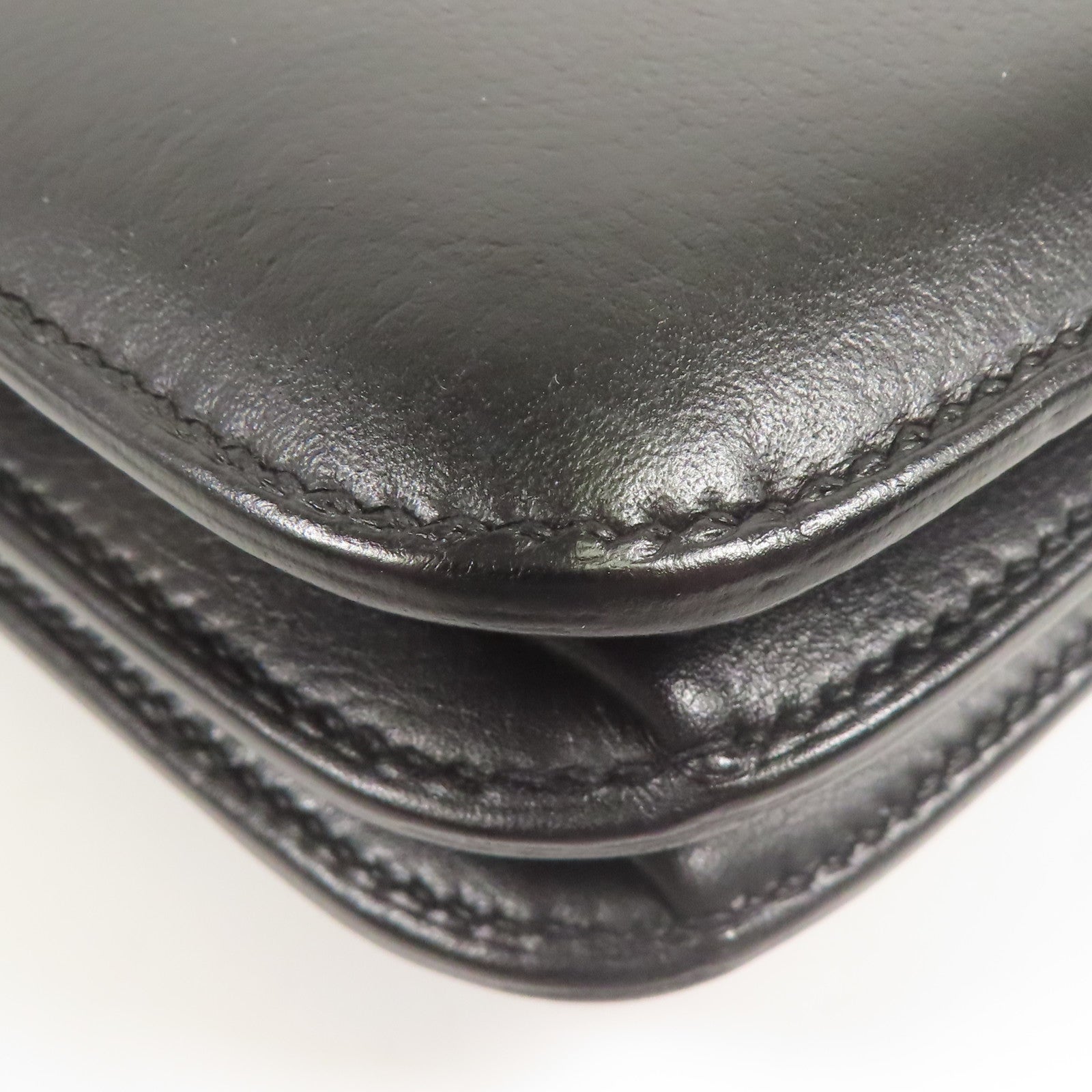 HERMES Evercolor皮革2002銀扣肩背袋Black