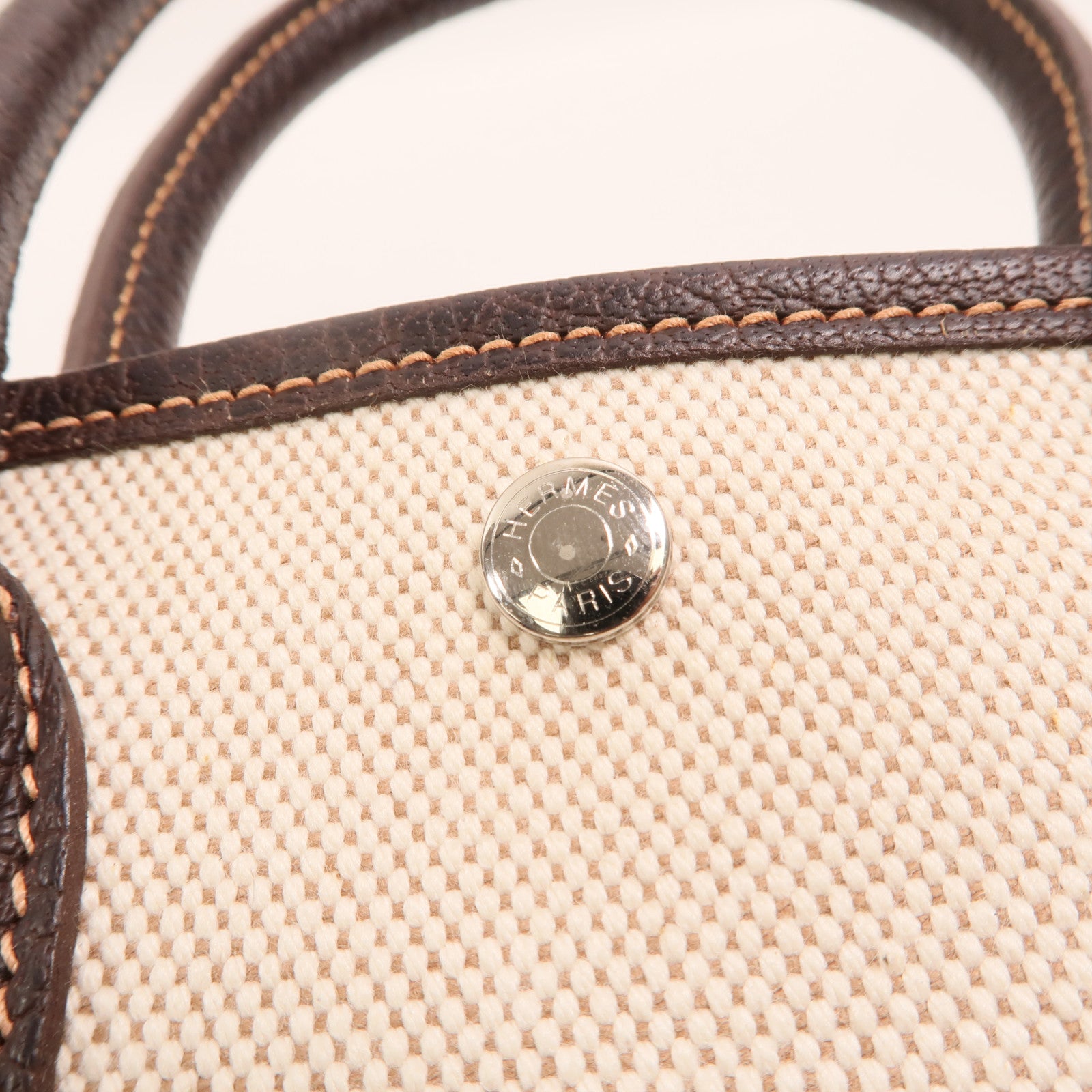 HERMES 帆布Mini Garden Party銀扣手挽袋