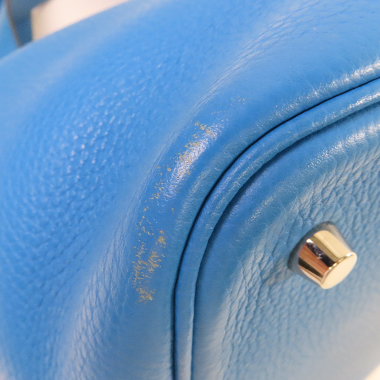 HERMES Clemence皮革Picotin MM Tote Bag銀扣手挽袋Bleu Zanzibar坦桑尼亞藍色
