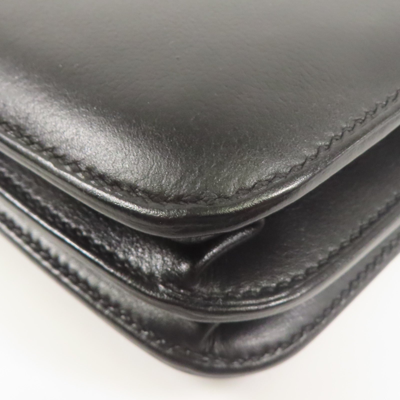 HERMES Evercolor皮革2002銀扣肩背袋Black