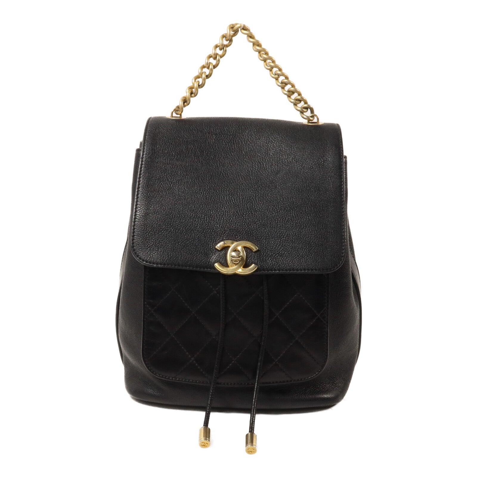 CHANEL 牛皮皮革Backpack鏈帶背包