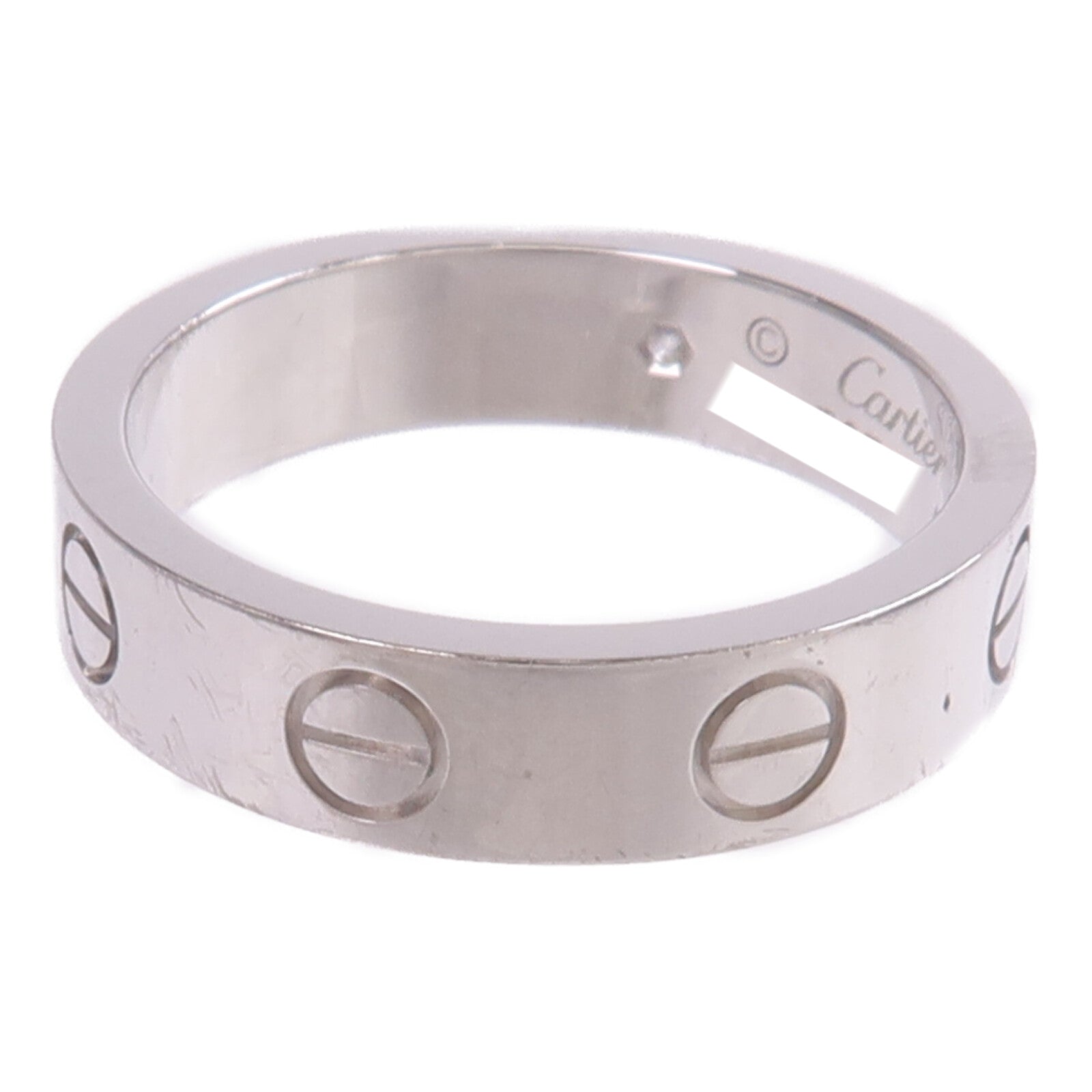 CARTIER 【激減優惠】18K白金Mini Love Ring鑽石戒指Cartier#47/US#4.25
