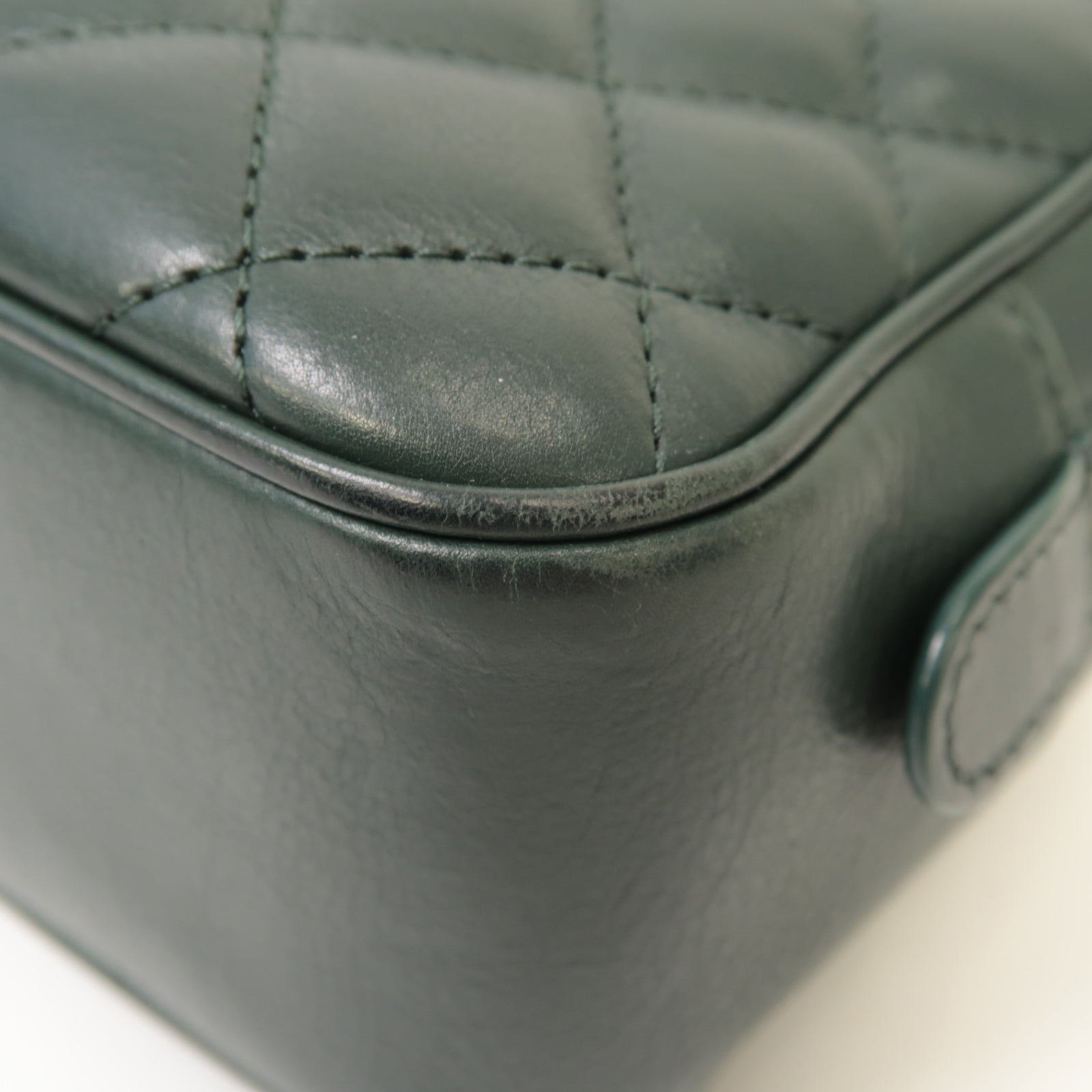 CHANEL 【激減優惠】菱格牛皮皮革2way Shoulder Bag金扣手挽肩背兩用袋綠色