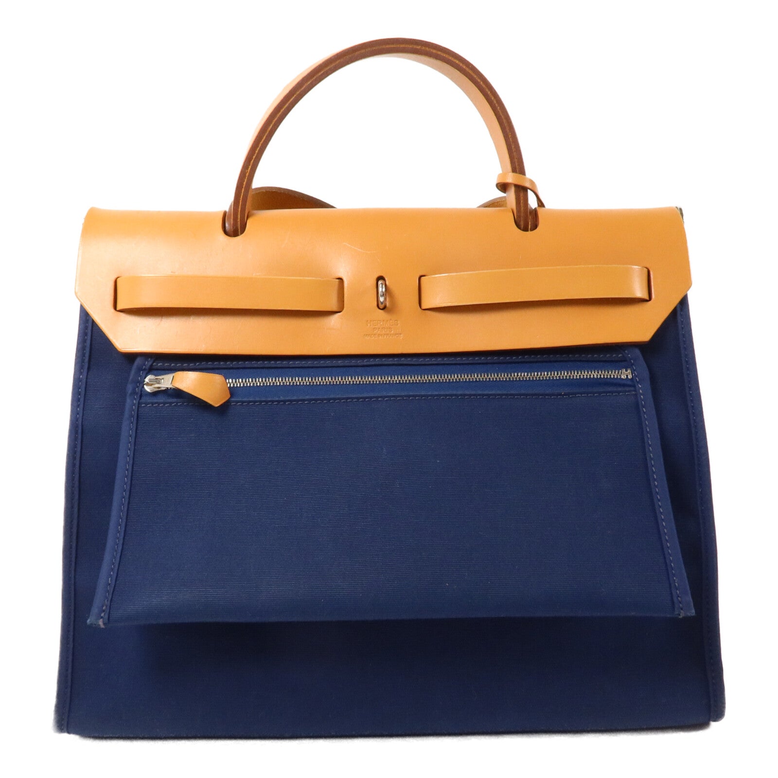 HERMES 帆布Herbag PM手挽肩背兩用袋Bleu Saphir