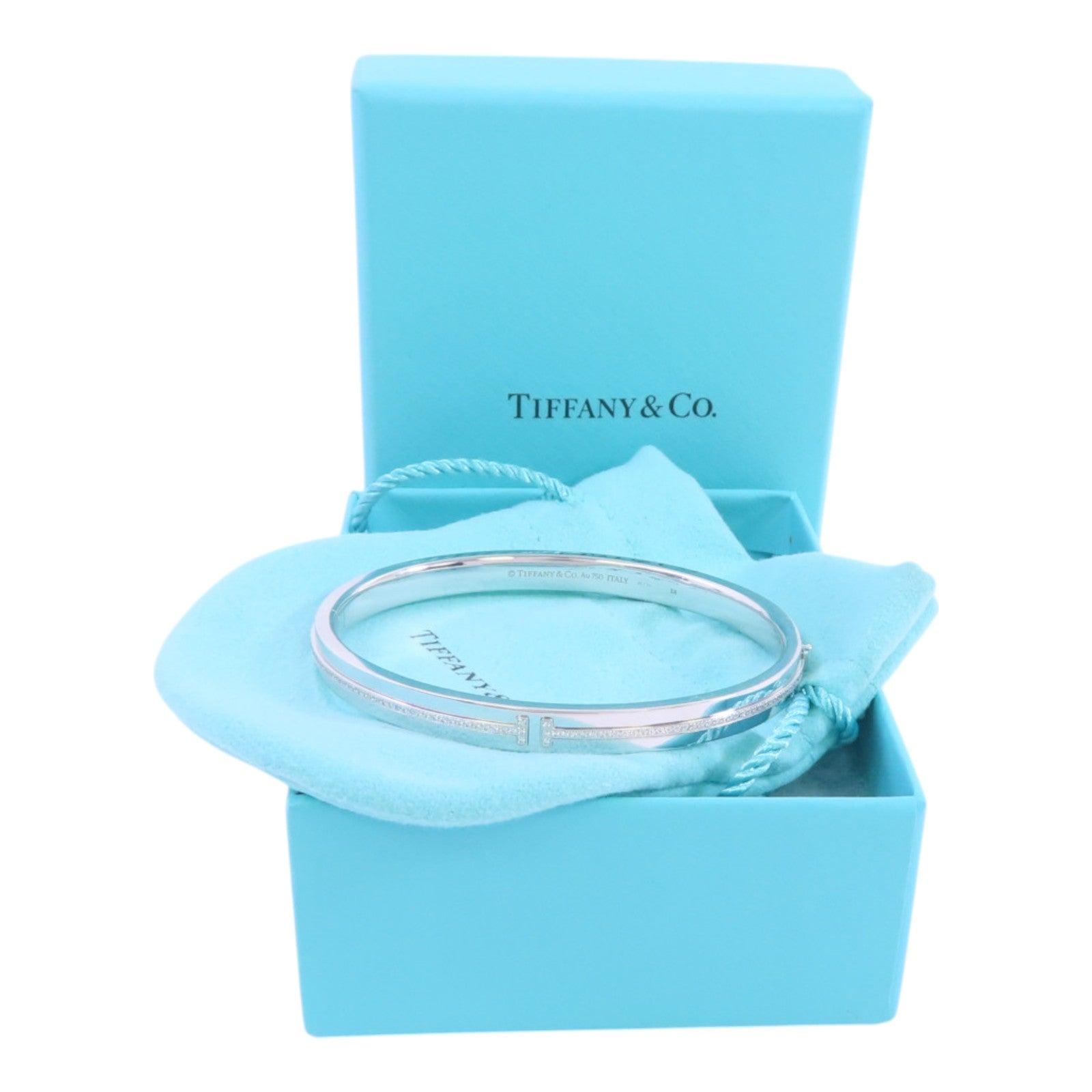 TIFFANY¡®CO Diamond Hinged Bangle Bracelet 18K White Gold