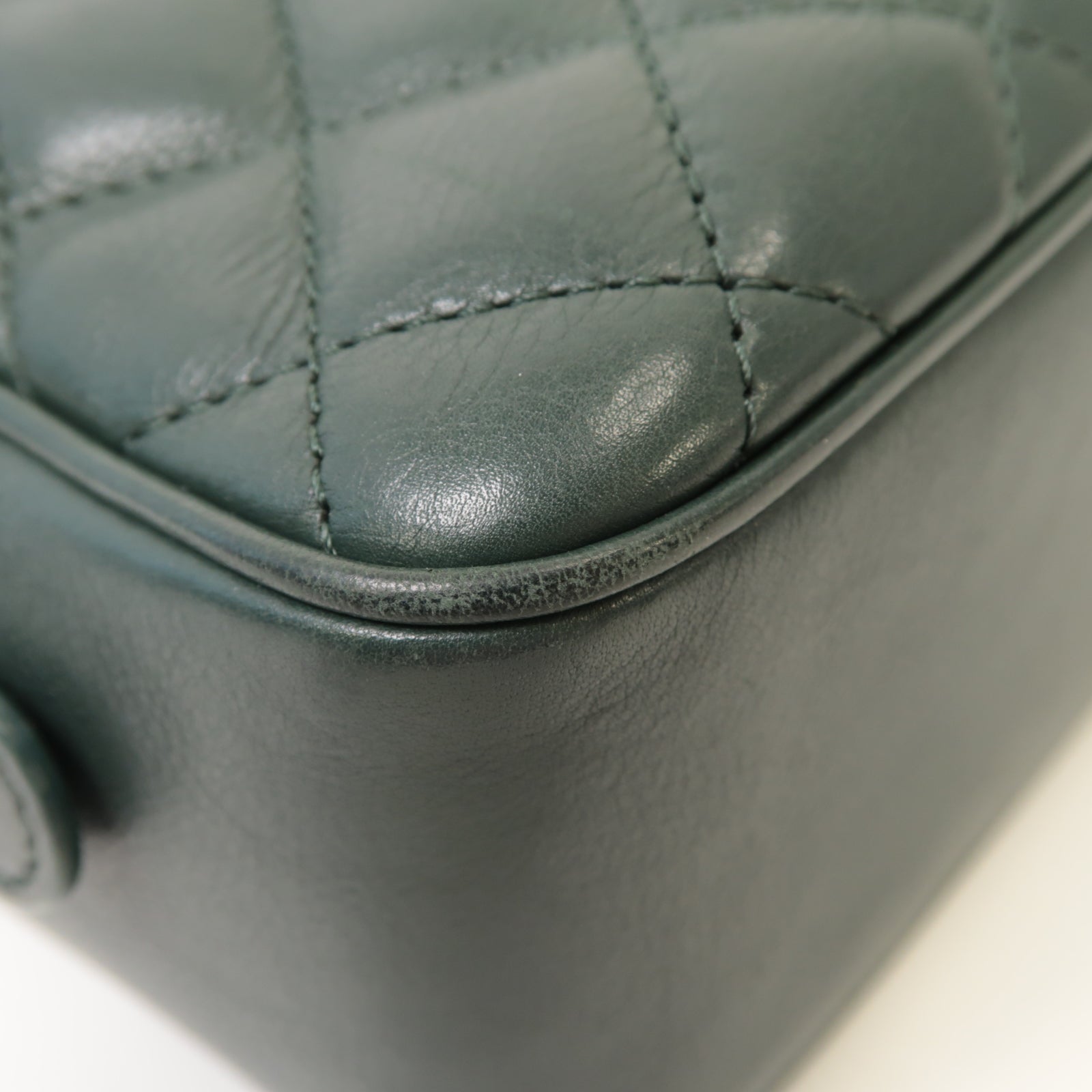 CHANEL 【激減優惠】菱格牛皮皮革2way Shoulder Bag金扣手挽肩背兩用袋綠色