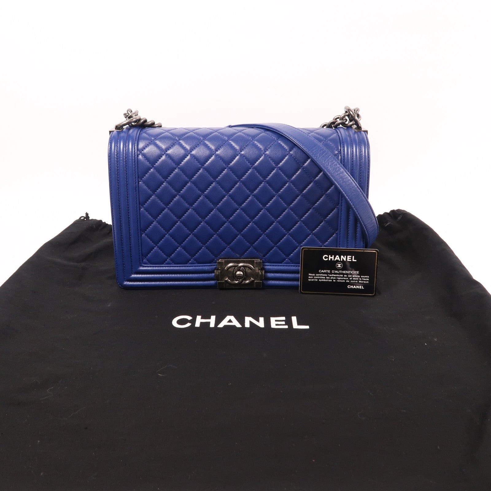 CHANEL 羊皮皮革Boy 28鏈帶肩背袋