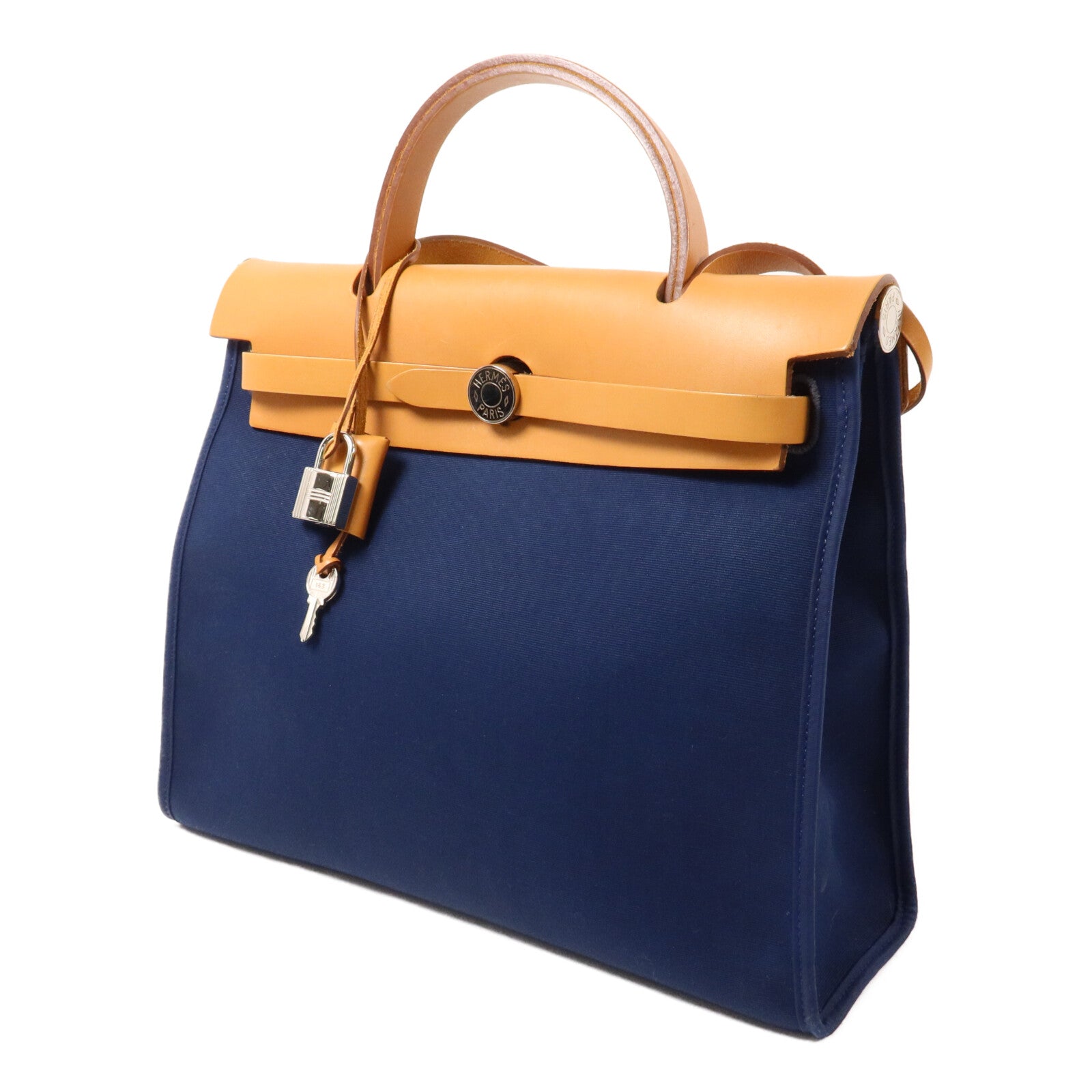 HERMES 帆布Herbag PM手挽肩背兩用袋Bleu Saphir