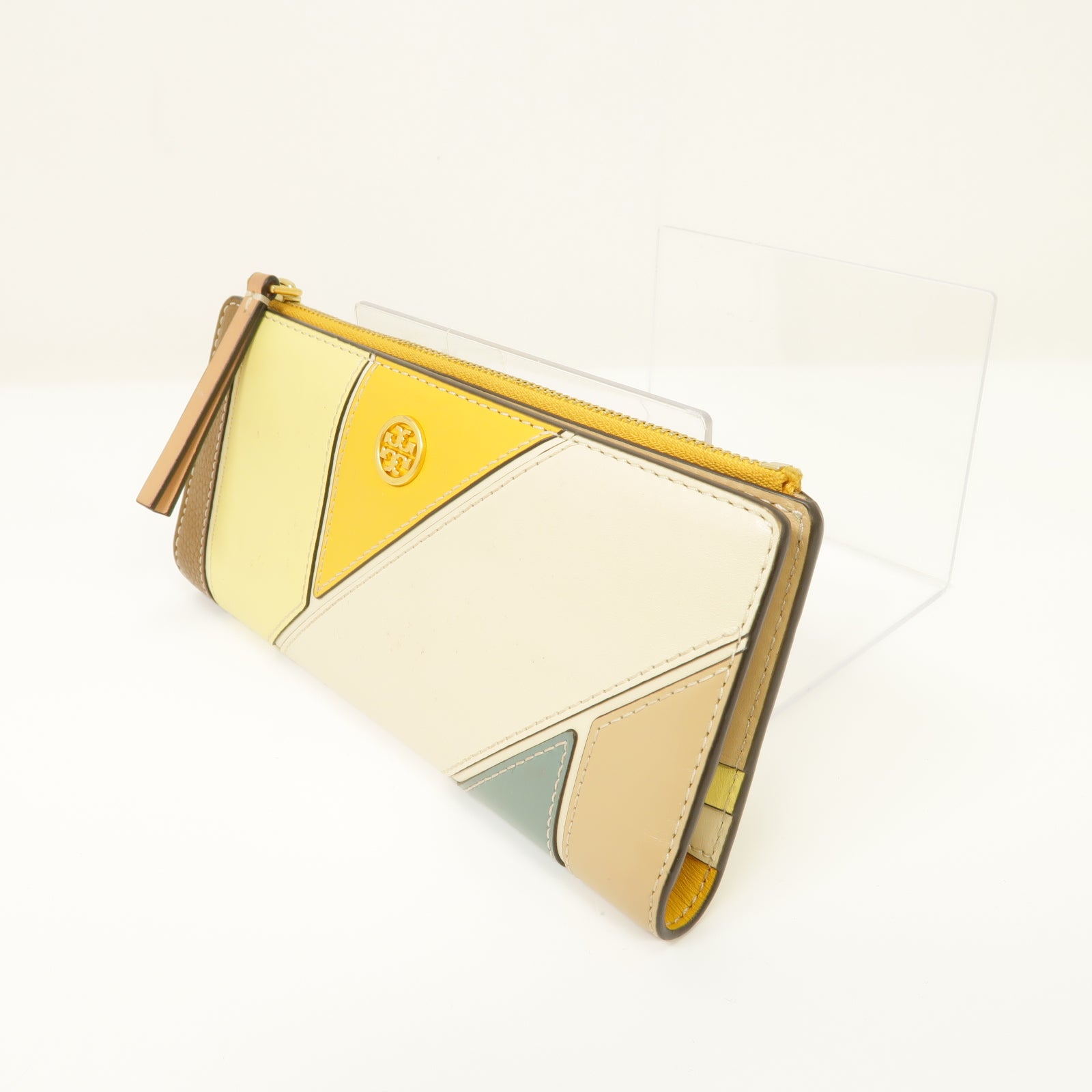 Tory Burch 【激減優惠】牛皮皮革Wallet金扣長錢包黃色