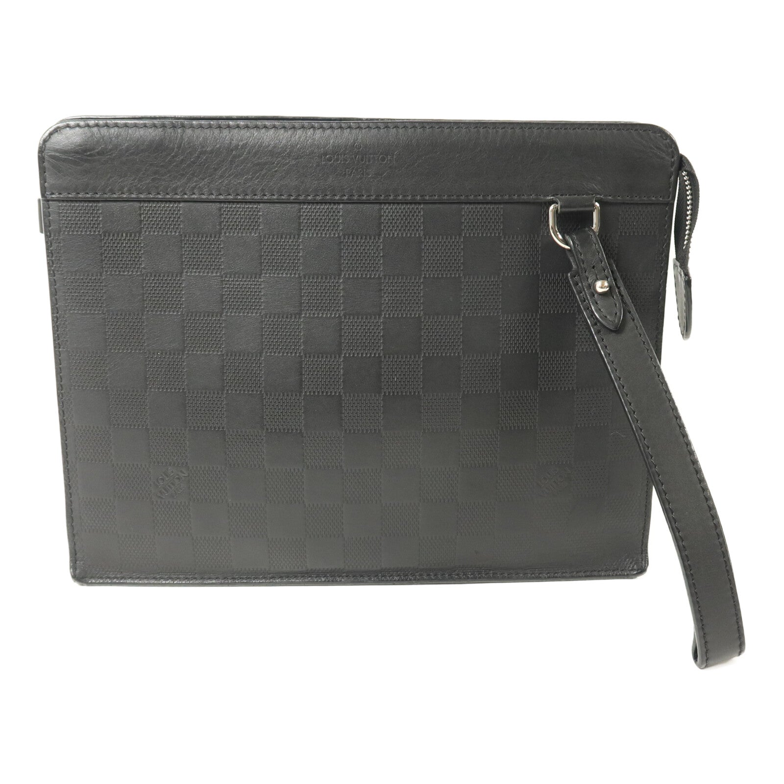 LOUIS VUITTON Damier Infini Stand Pouch銀扣手拿包