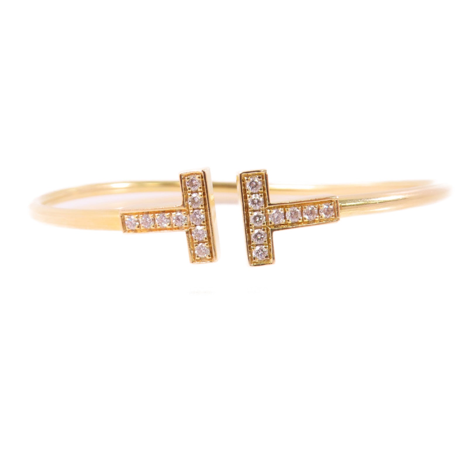 TIFFANY＆CO 18K玫瑰金/鑽石T Wire Diamond Bracelet手鏈