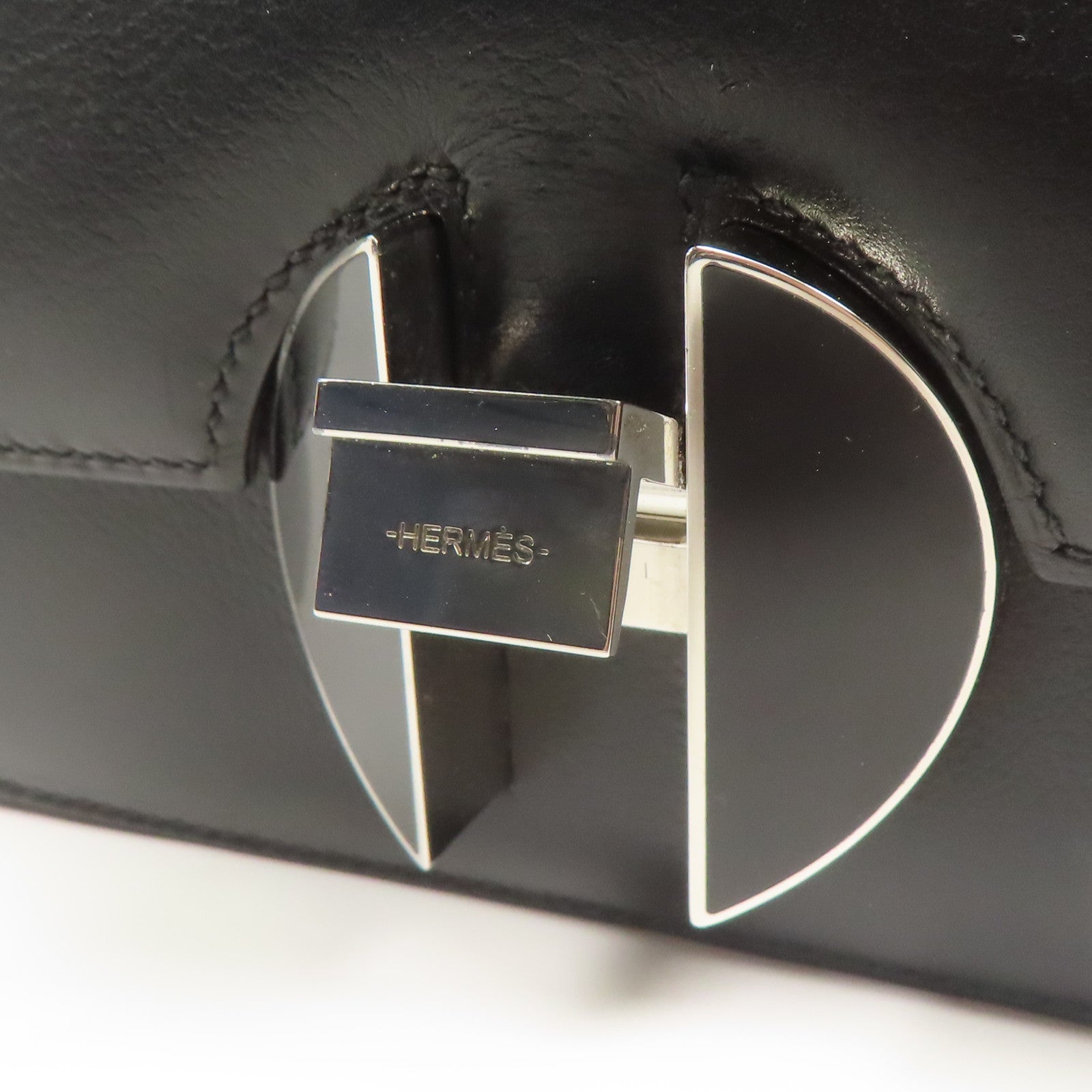 HERMES Evercolor皮革2002銀扣肩背袋Black