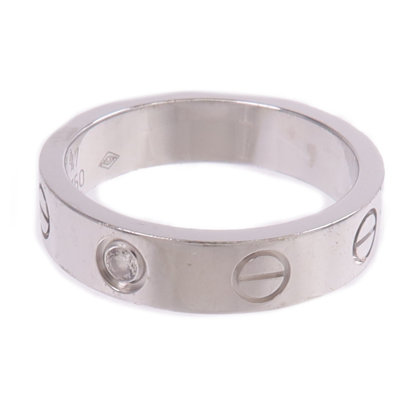 CARTIER 【激減優惠】18K白金Mini Love Ring鑽石戒指Cartier#47/US#4.25
