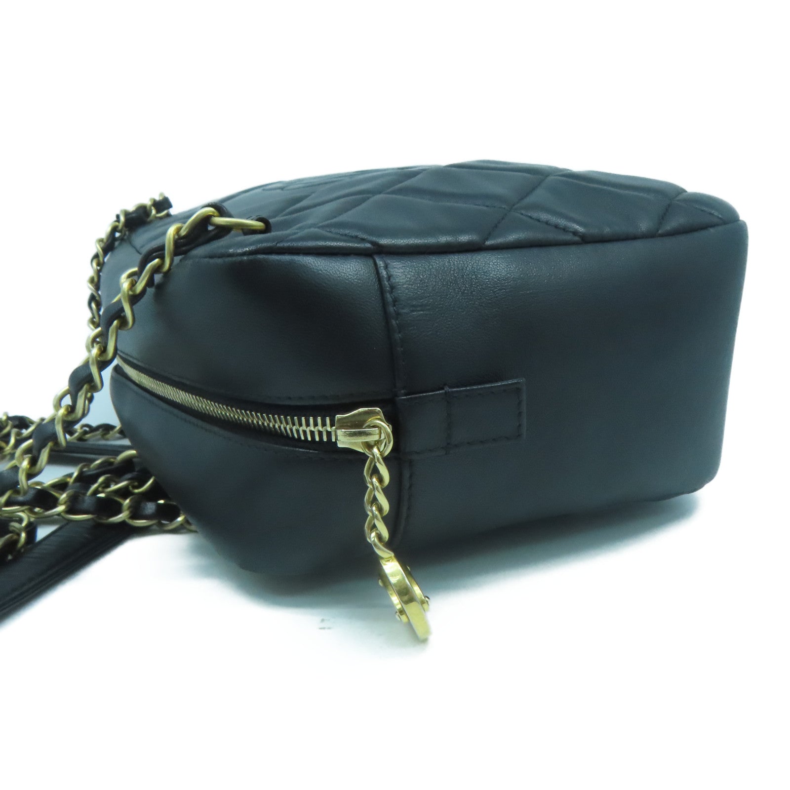CHANEL 【激減優惠】菱格羊皮皮革Chain Shoulder金扣鏈帶肩背袋黑色