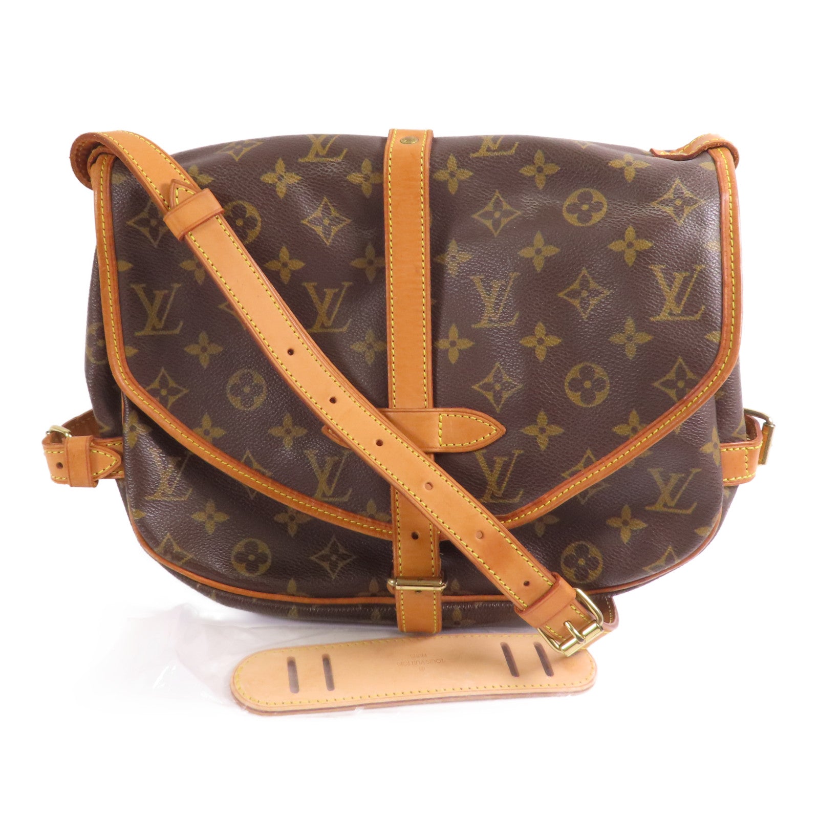 LOUIS VUITTON Monogram Saumur 30金扣肩背袋棕色