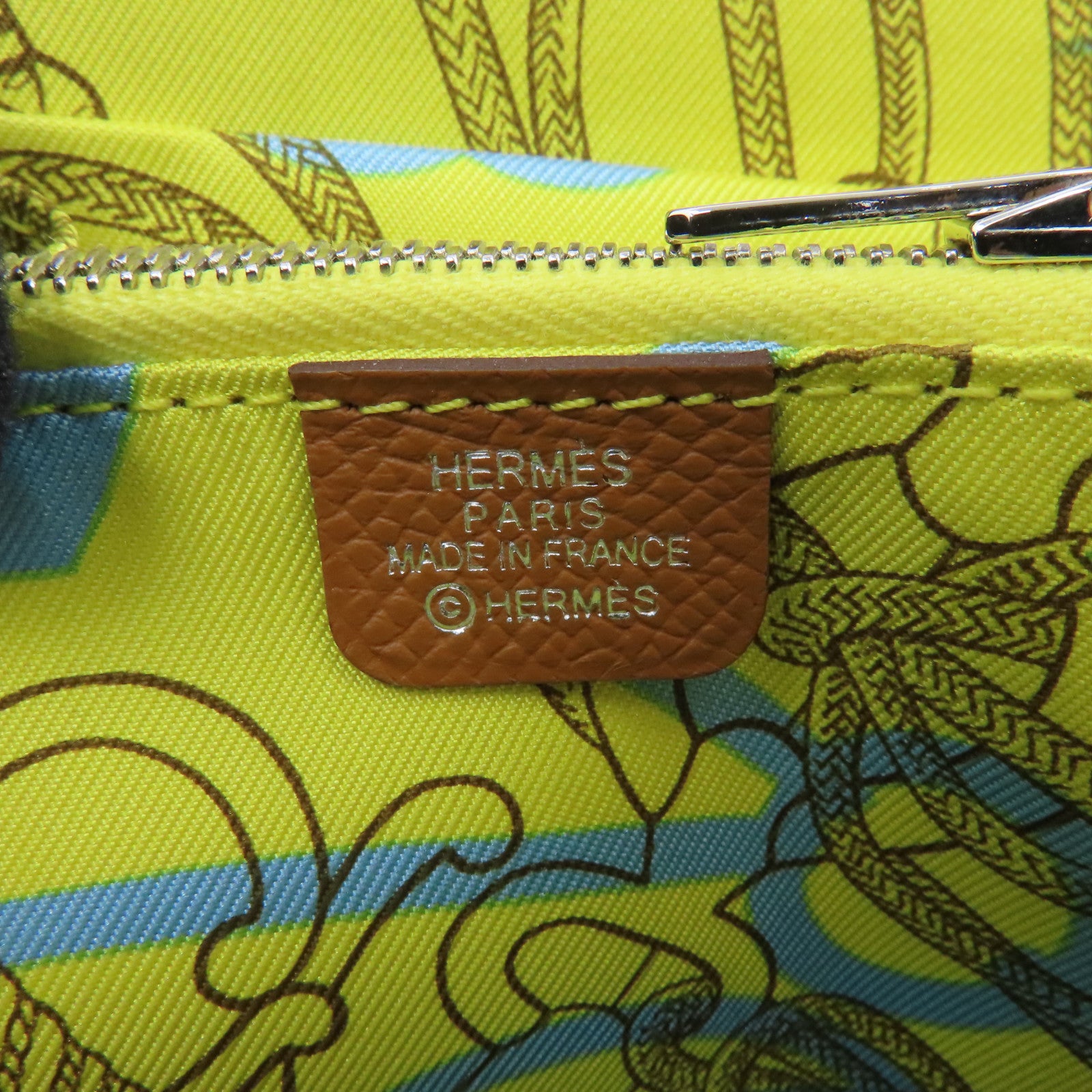 HERMES Epsom皮革Silk In Compact Wallet銀扣錢包啡色