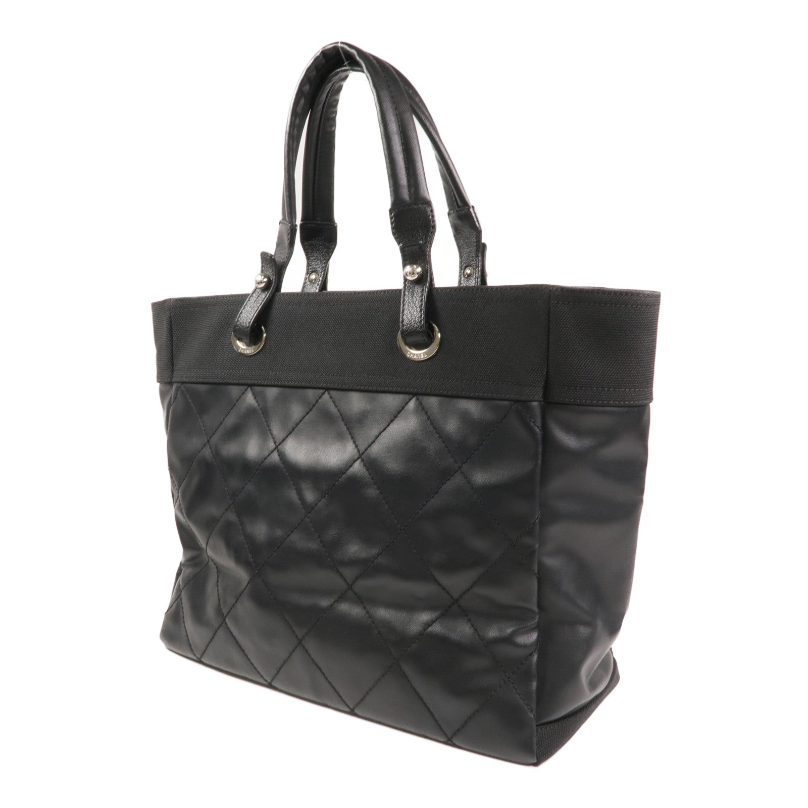 CHANEL 牛皮皮革Tote Bag銀扣手挽袋