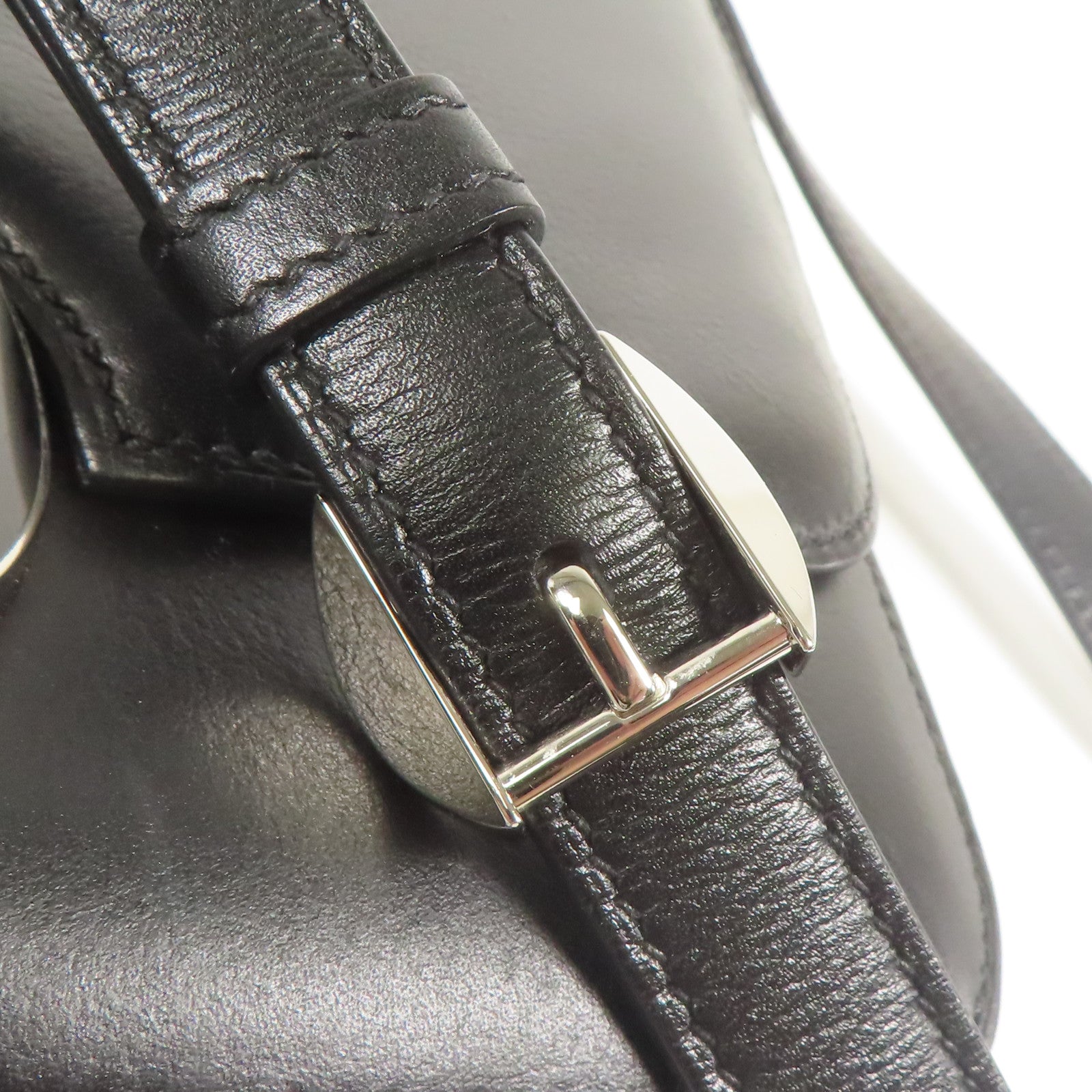 HERMES Evercolor皮革2002銀扣肩背袋Black