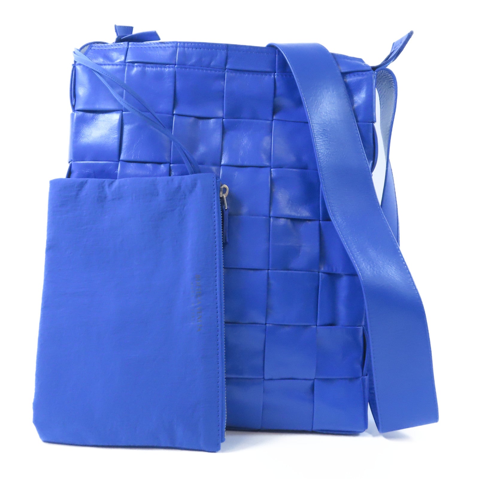 BOTTEGA VENETA 牛皮皮革Shoulder Bag銀扣肩背袋藍色