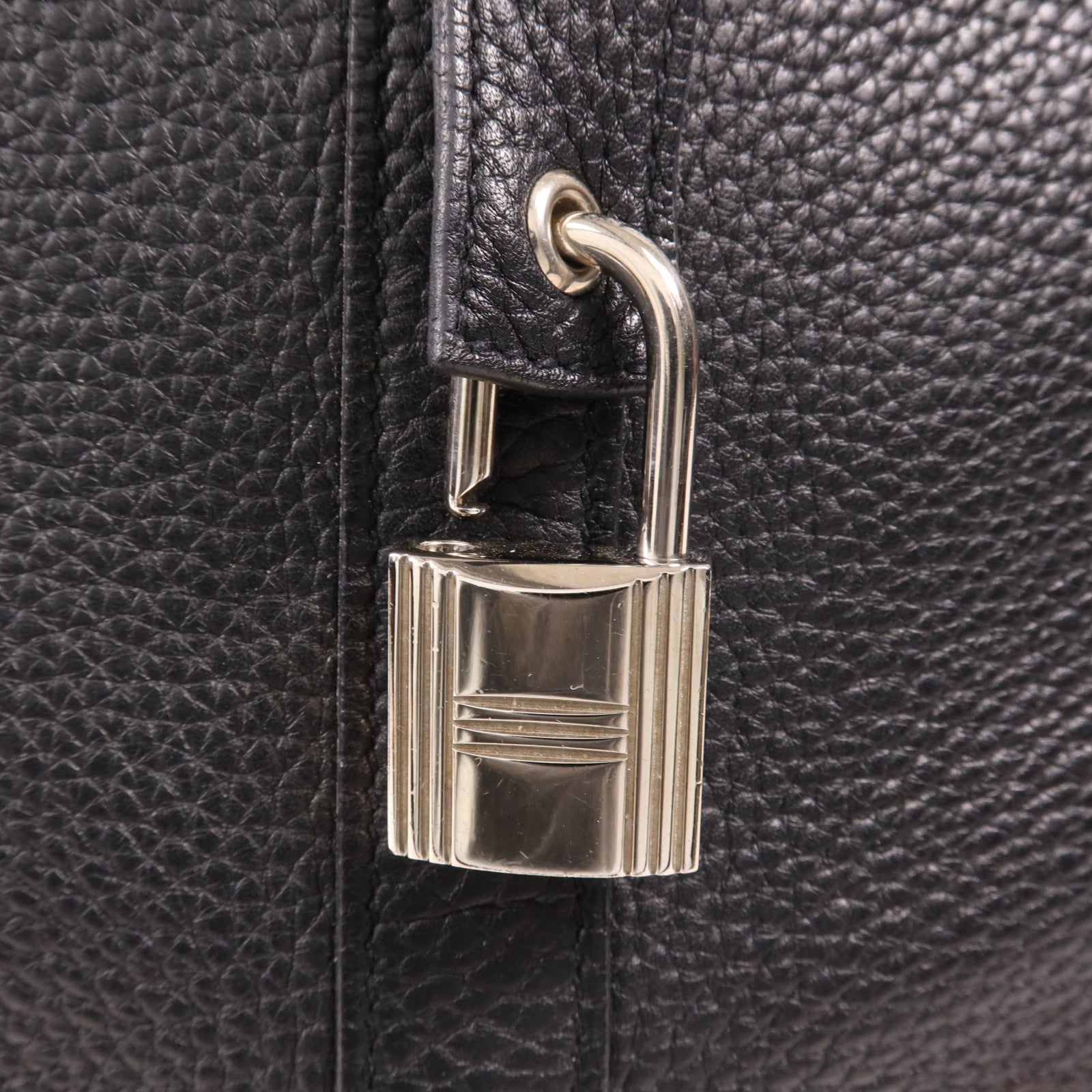 HERMES Clemence皮革Picotin TGM銀扣手挽袋Noir