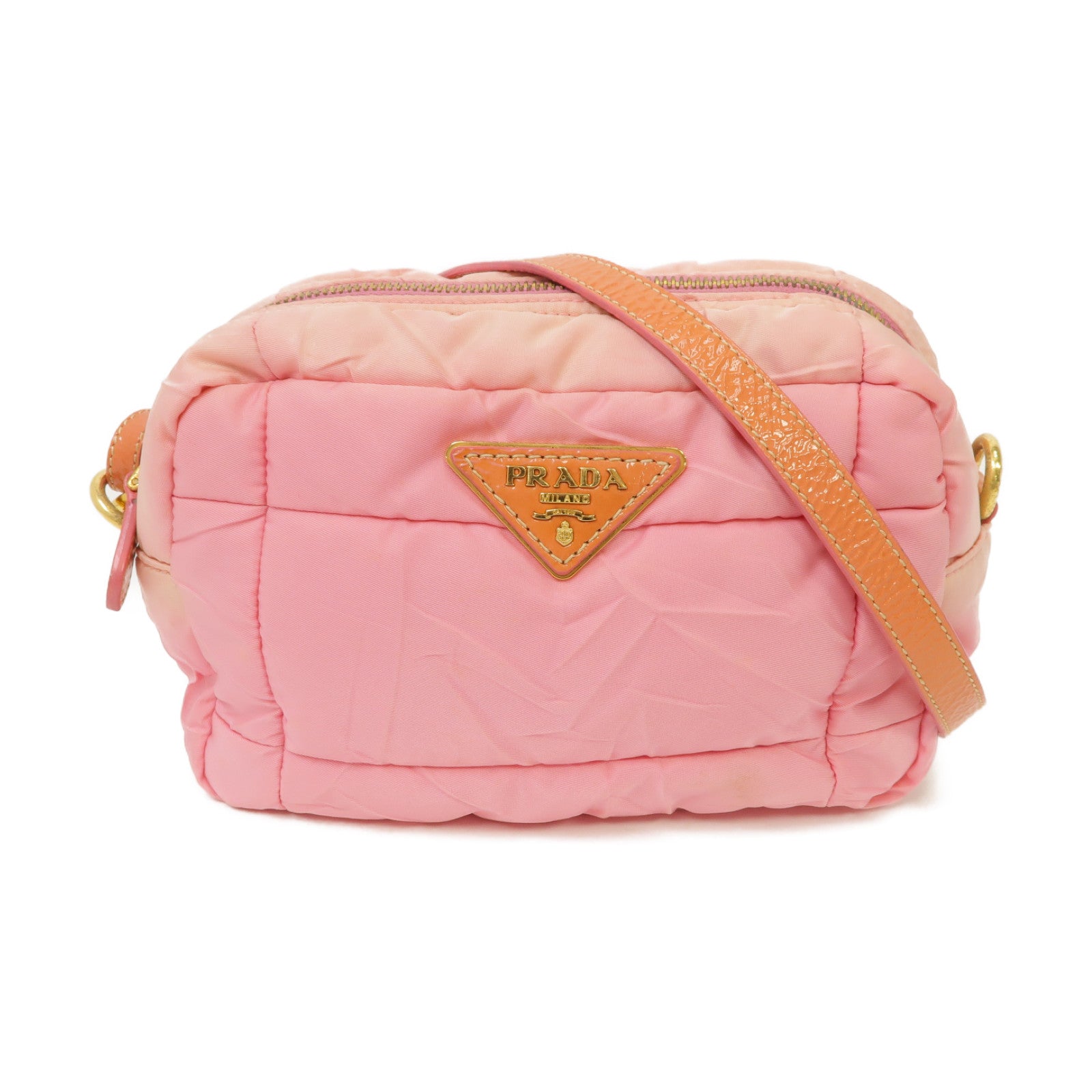 PRADA 尼龍Shoulder Bag金扣肩背袋粉紅色