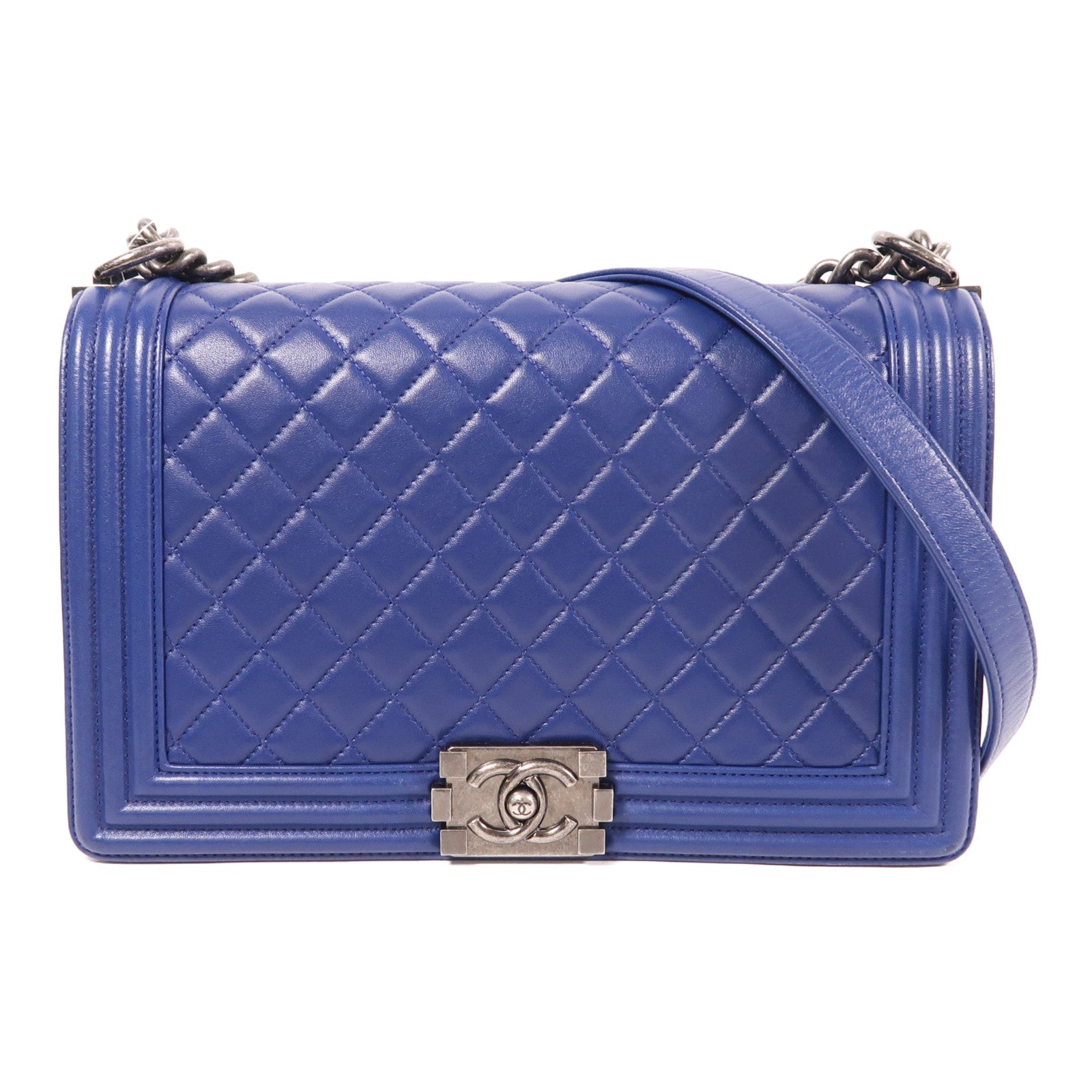 CHANEL 羊皮皮革Boy 28鏈帶肩背袋