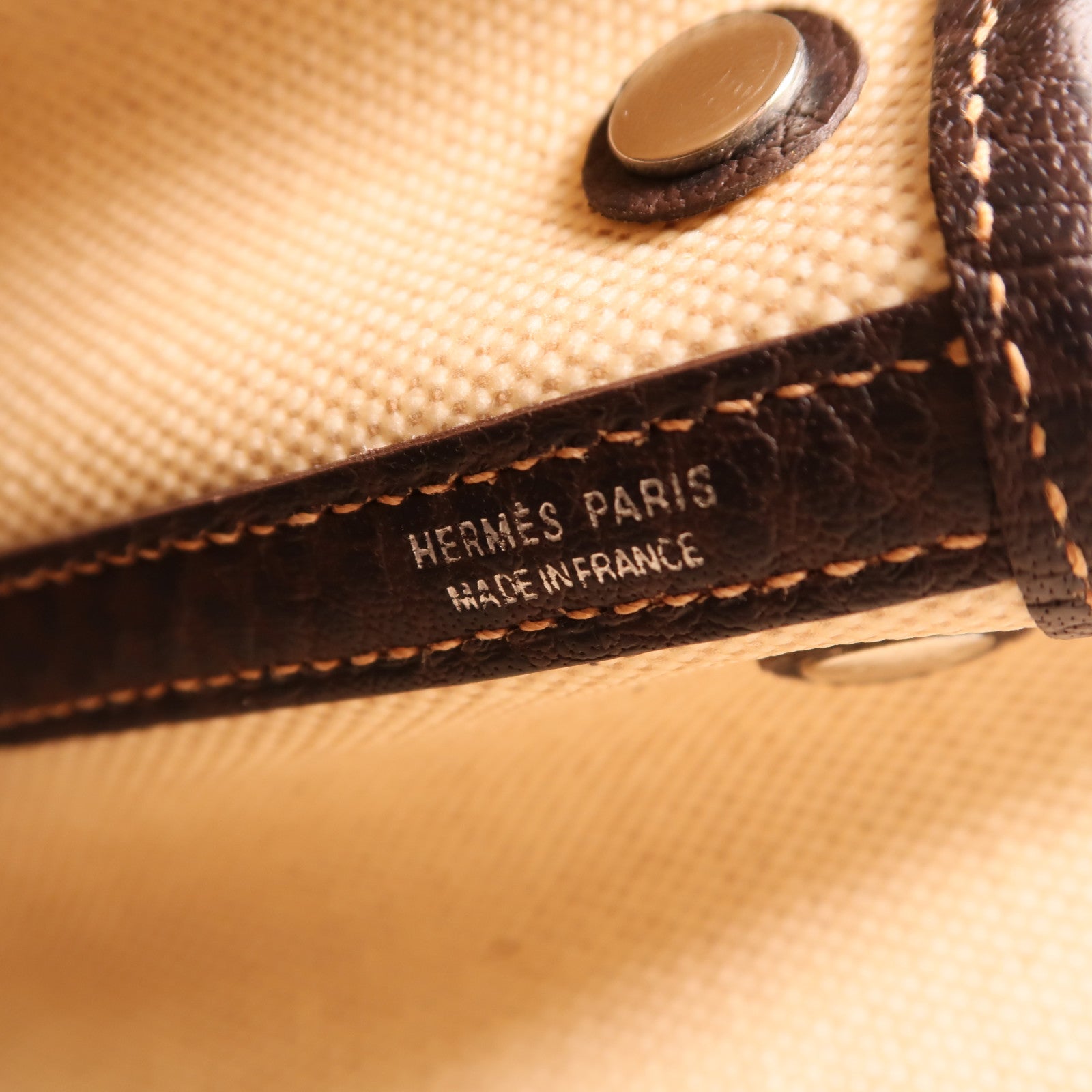 HERMES 帆布Mini Garden Party銀扣手挽袋